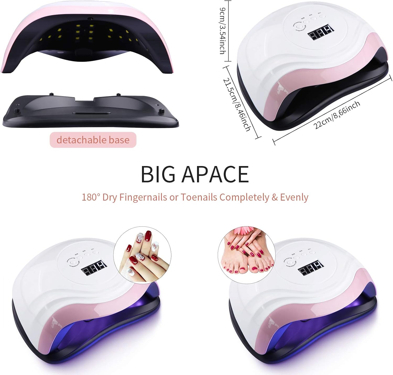 Thumbnail 3 de Aokyom 168W UV-LED Nageltrockner mit 10/30/60/99s Timer, LCD-Anzeige & Smart Sensor