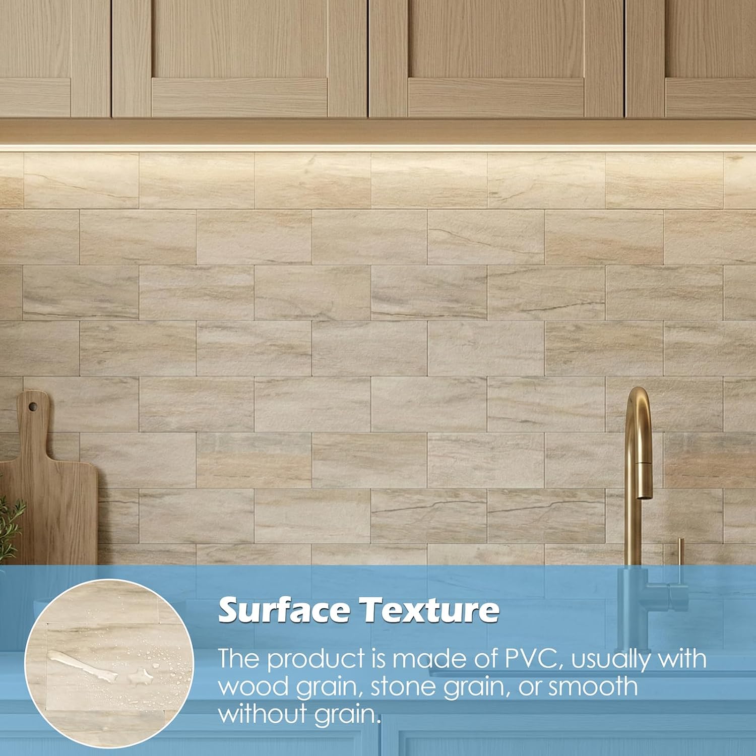 Thumbnail 5 de OYASIMI GZMA025-20-CA Peel-and-Stick Subway Tile Backsplash, Slate Beige PVC