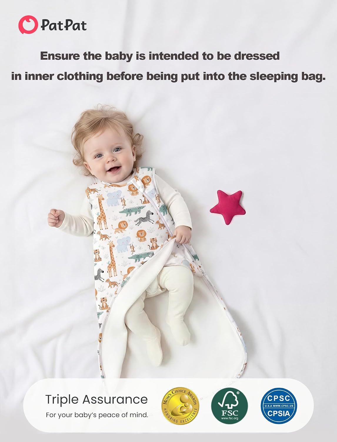 Thumbnail 4 de PATPAT Baby Sleep Sack in Bamboo Viscose