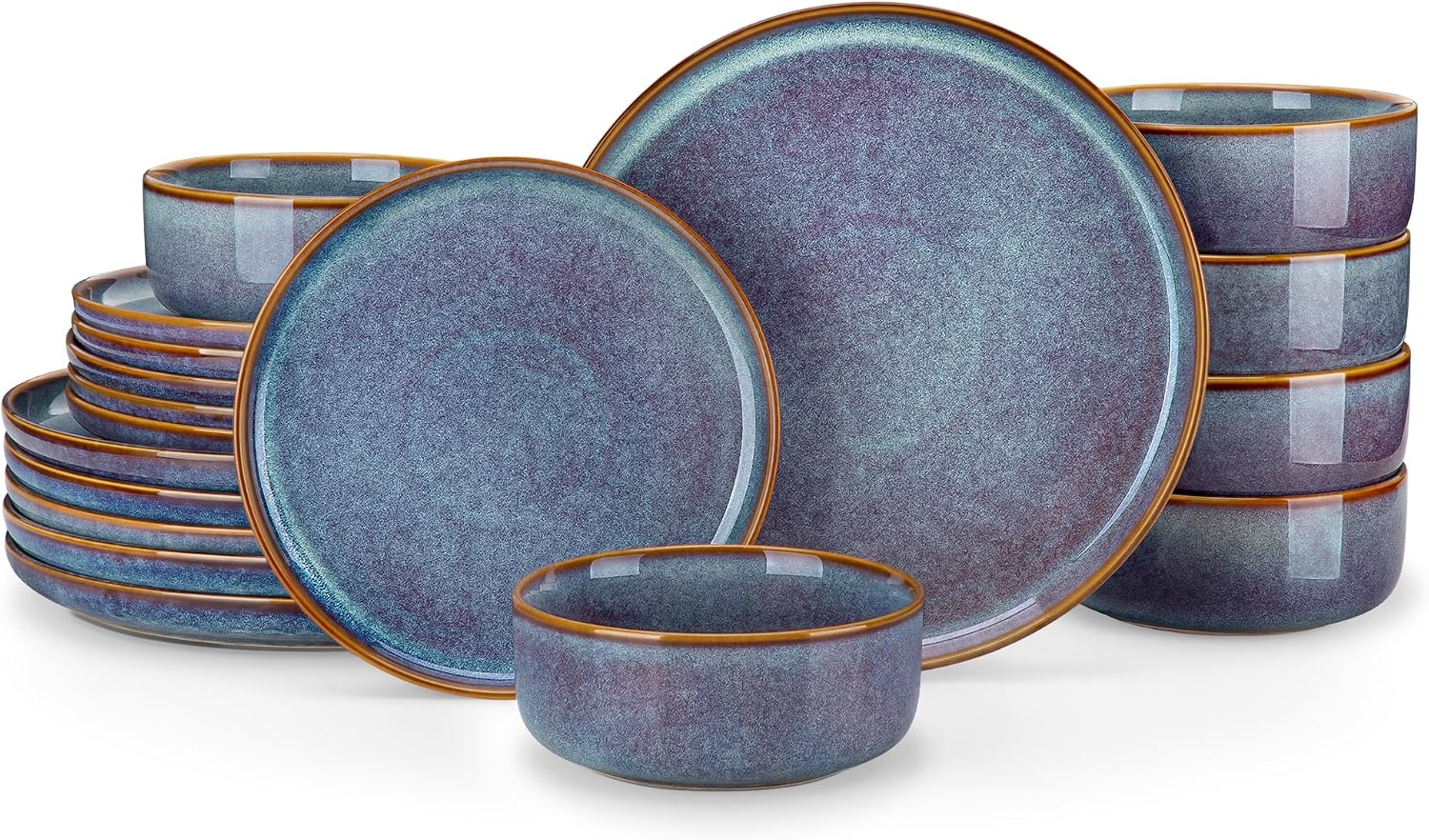 Detalle de Vancasso PLAYA 18-Piece Dinnerware Set in Grey-Blue