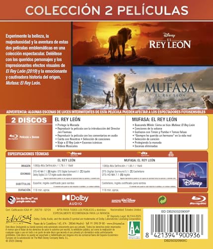 Detalle de Mufasa y El Rey León Pack Blu-ray 1-2