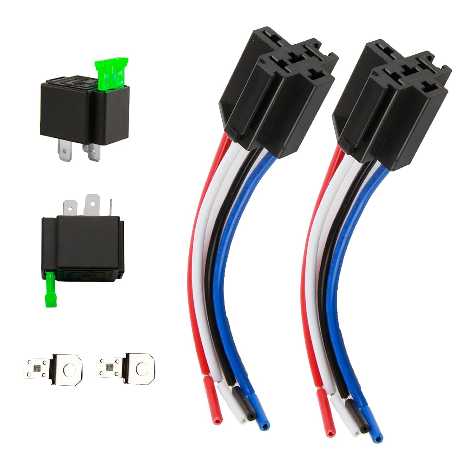 Detalle de 2 Packs 12V Fuse Relay Switch Harness Set with 30A Fuse and 4-Pin SPST Relays (12 AWG) – Interlocking Mount