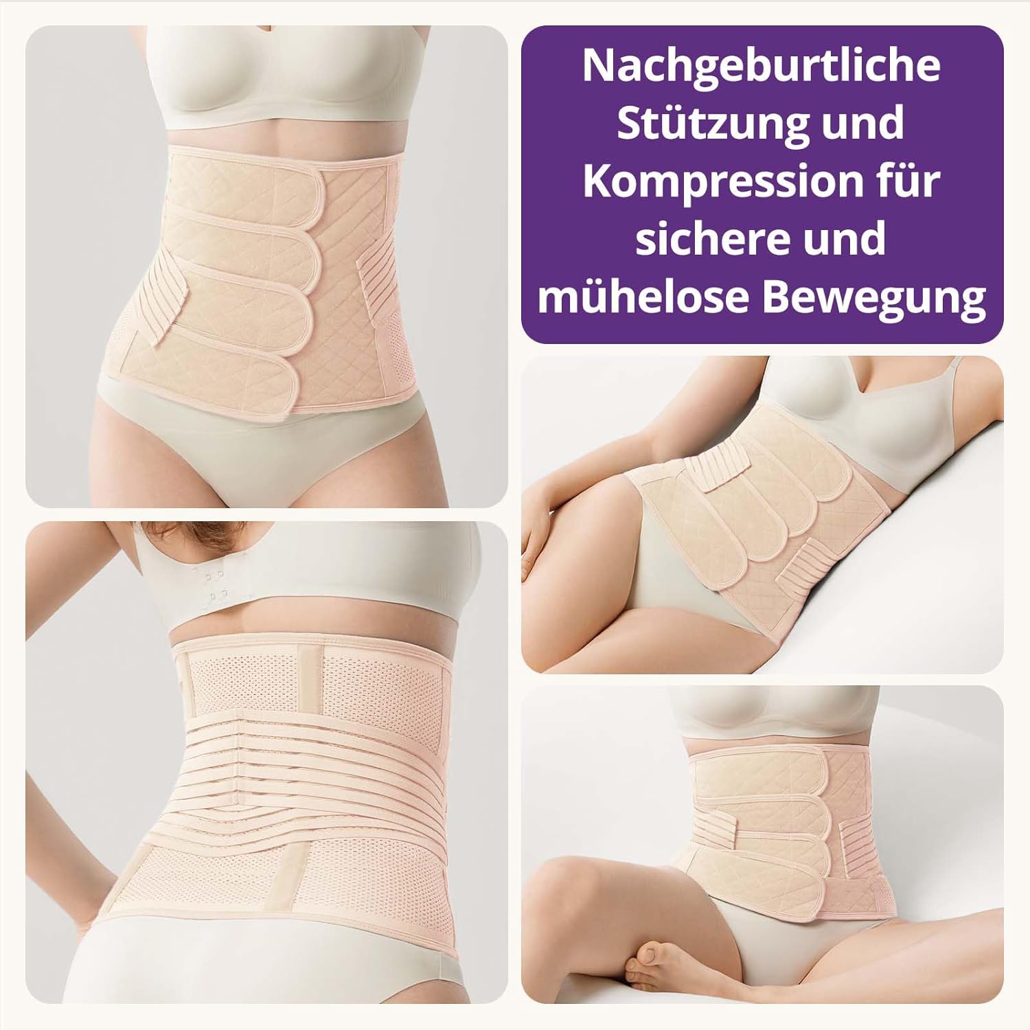 Detalle 2 de JOYNCLEON Fascia Post Partum con Cintura Pelvica – Supporto modellante, regolabile, per parto naturale e Cesareo (Beige, XXL)