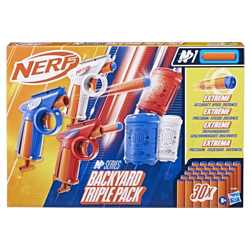 Detalle de Hasbro Nerf N Series Backyard Triple Pack — 3 lanzadores, 30 dardos