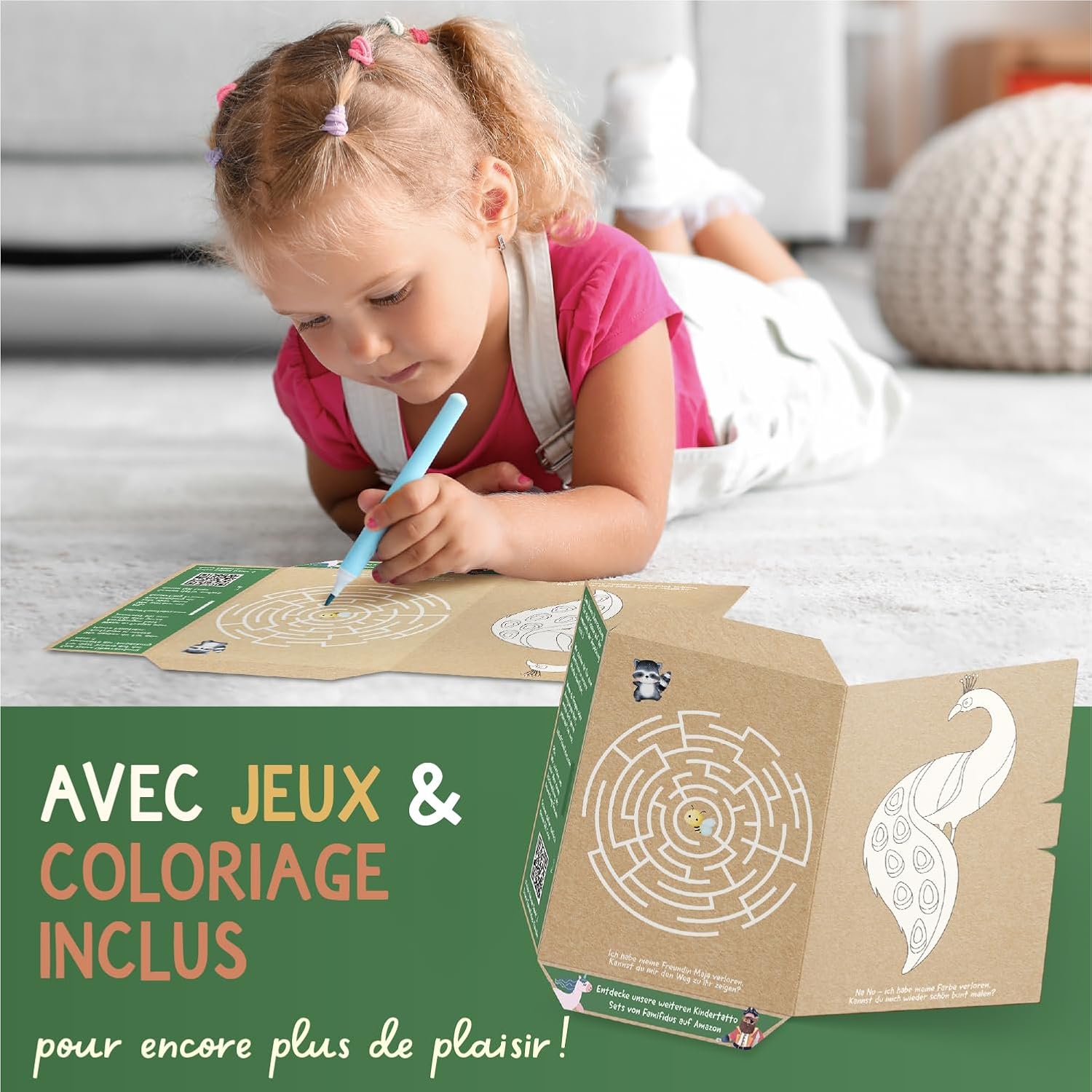 Detalle de Famifidus 120 tatouages temporaires pour enfant : motifs doux et faciles à appliquer