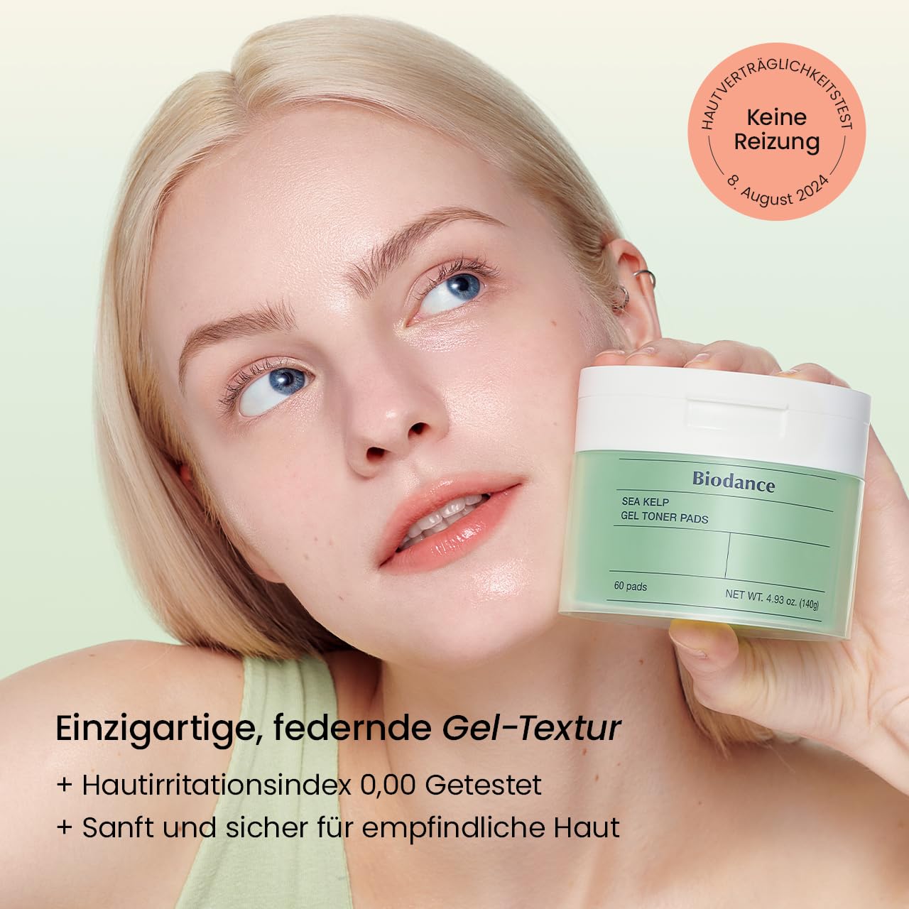 Detalle de BIODANCE Meeresalgen Gel-Toner-Pads – beruhigende Pflege für empfindliche Haut, Öl- und Talgkontrolle