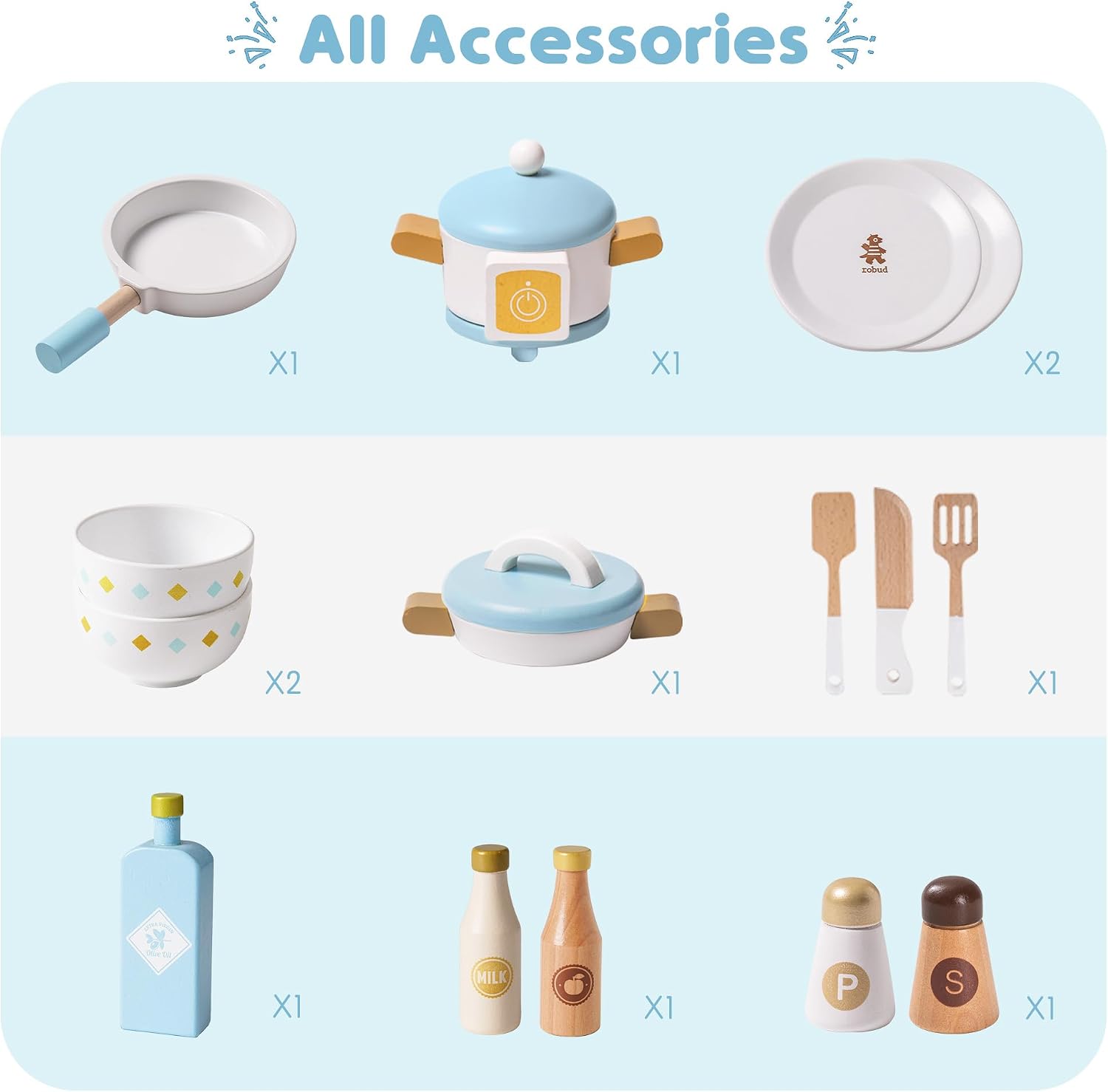 Detalle 2 de ROBUD Wooden Play Kitchen Set