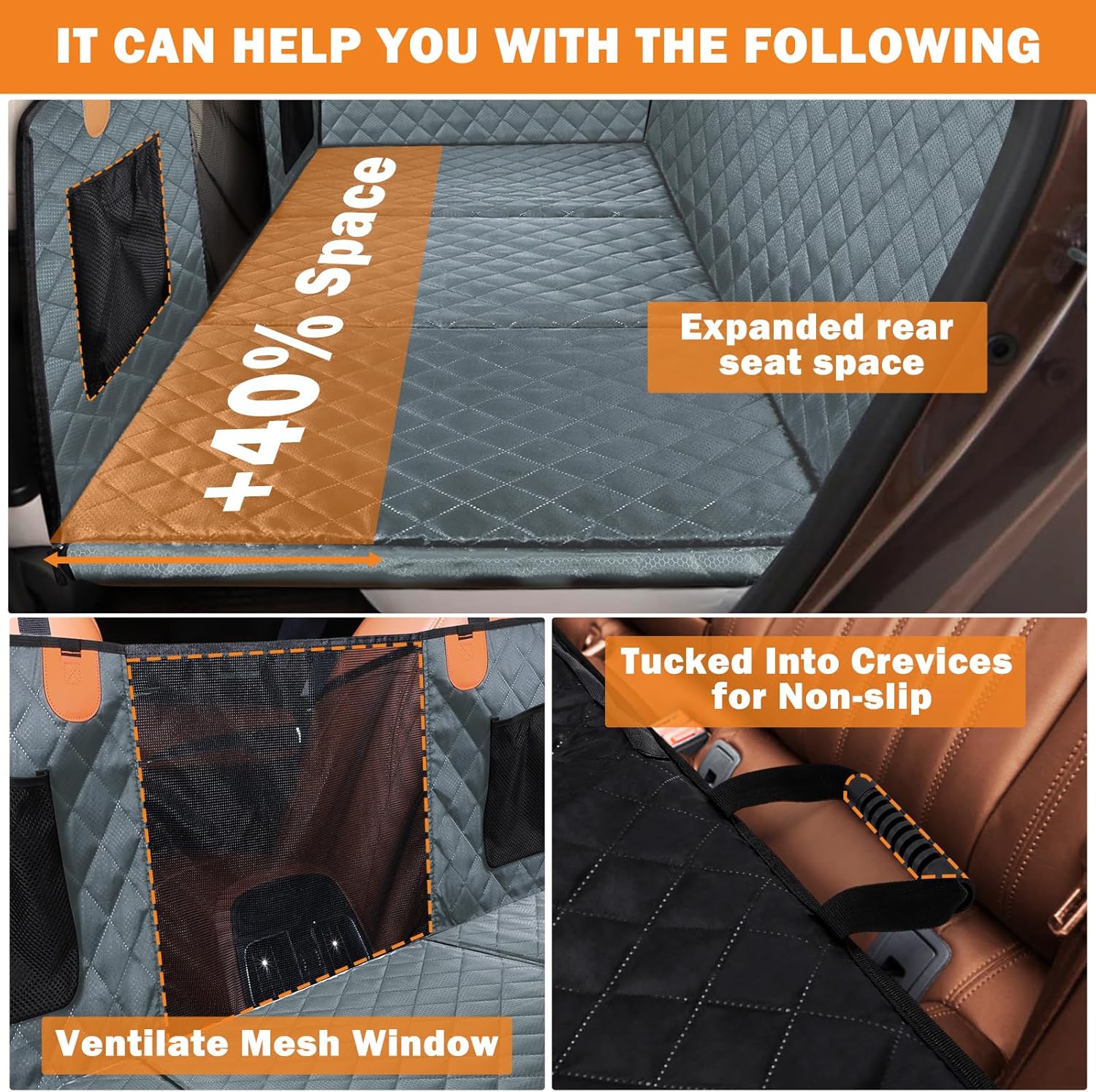 Thumbnail 1 de JOEJOY Back Seat Extender for Dogs – Waterproof, Foldable Car Seat Cover with Hard Bottom
