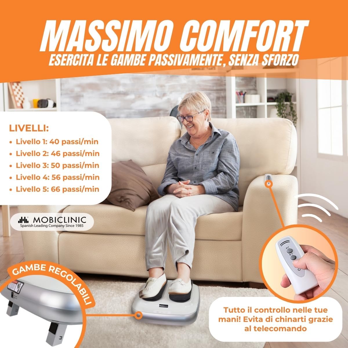 Detalle 2 de Mob iclinic Esercitatore Passivo per Gambe – Legfit, con Telecomando e Velocità Regolabile