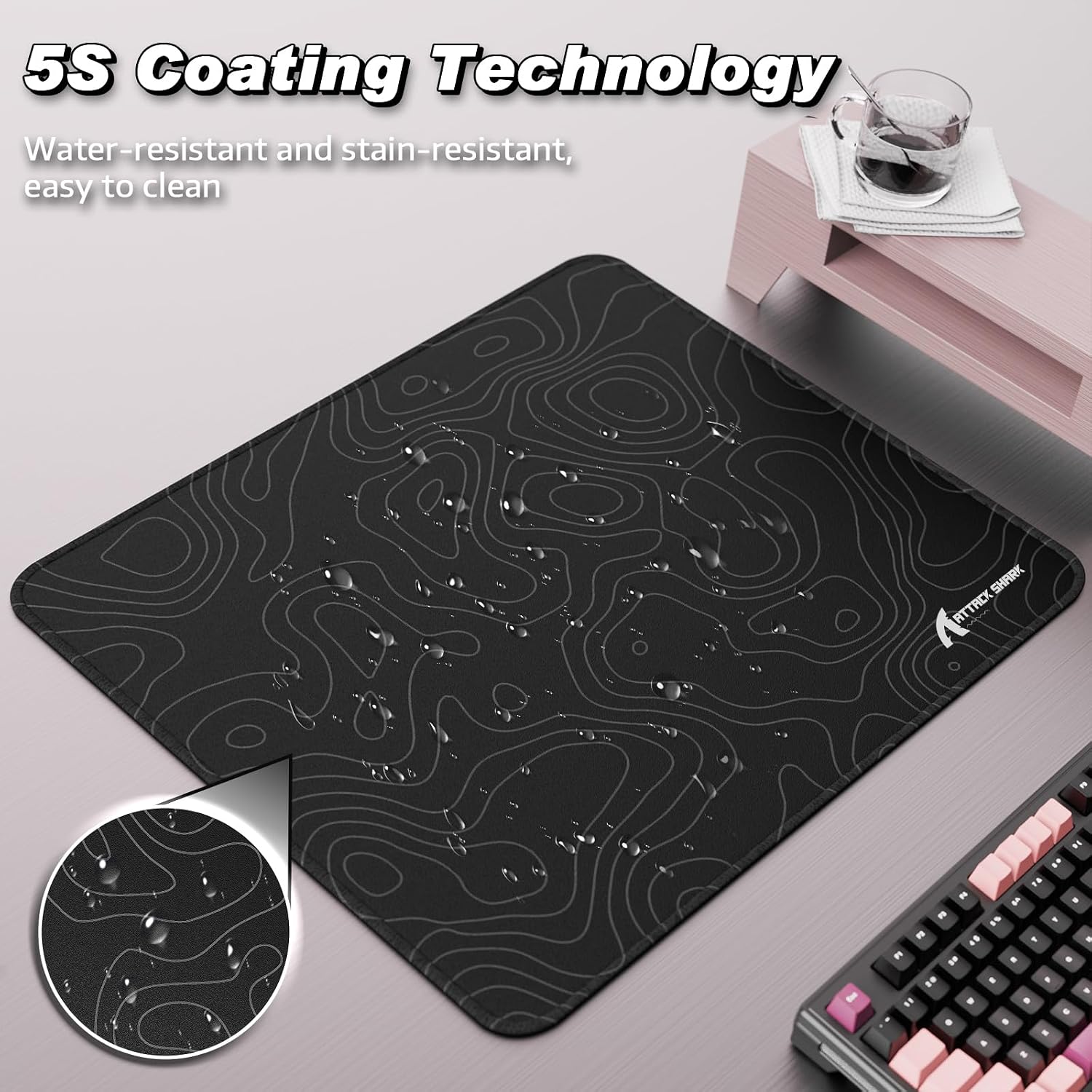 Detalle de ATTACK SHARK CM02 gaming mouse mat 450x400