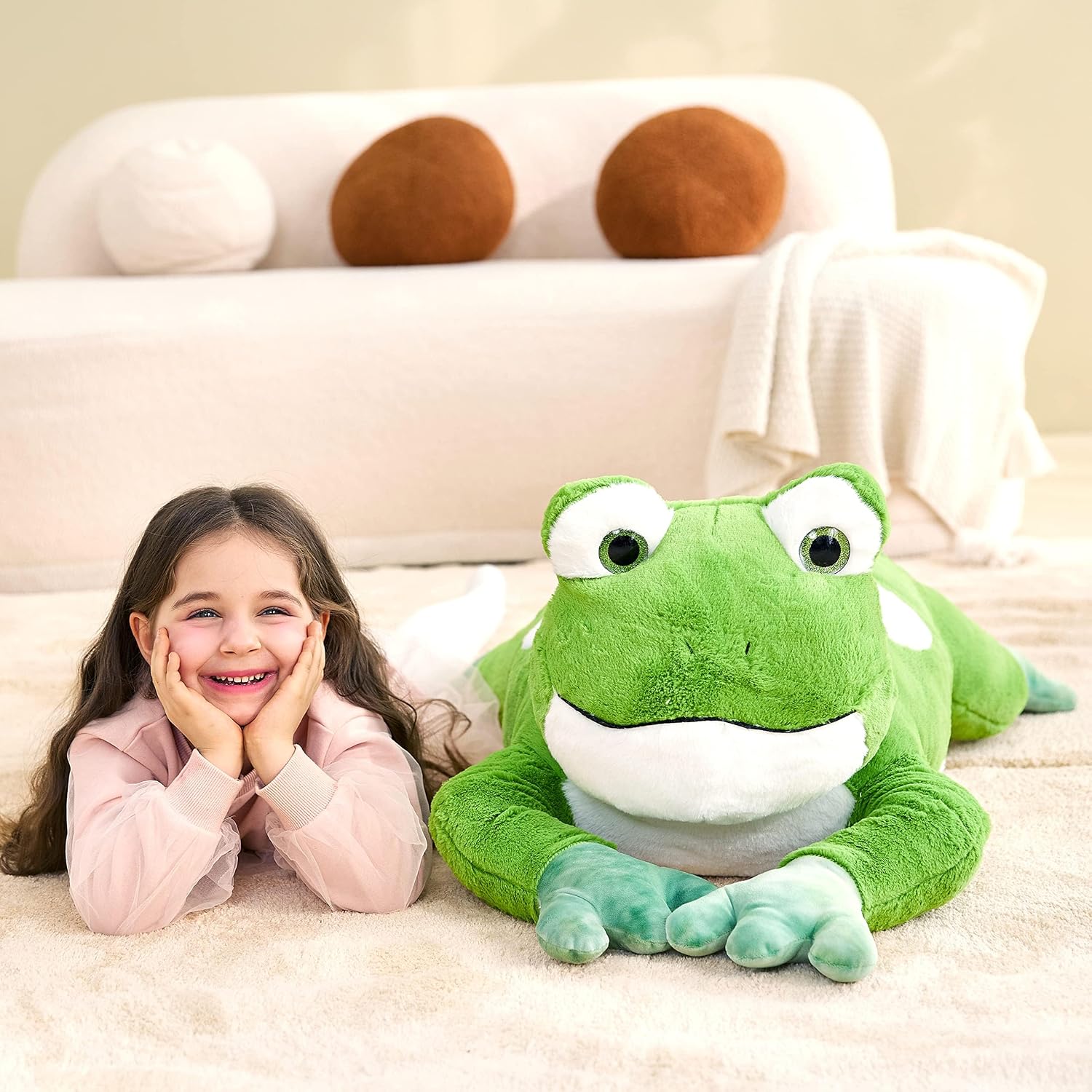 Detalle de IKASA Großes Frosch Kuscheltier – 78 cm, Riesiges Plüschtier, ideal als Kuschel- oder Geschenk