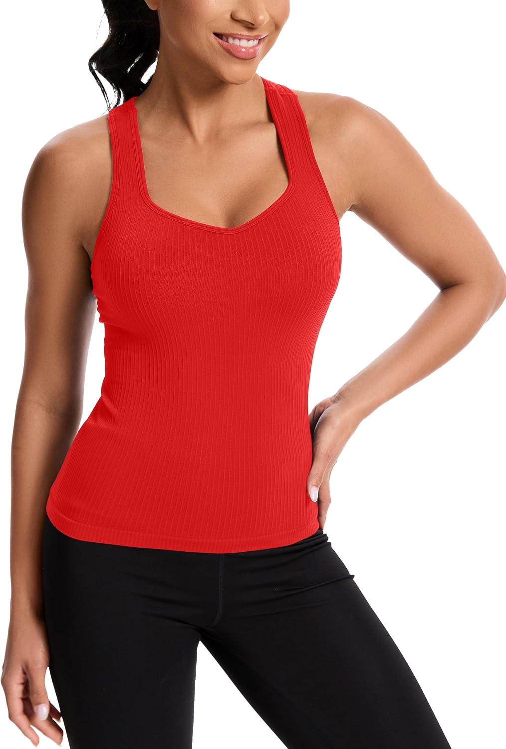 Thumbnail 6 de MathCat Women’s Workout Tank Top with Built-In Bra, V-Neck Racerback