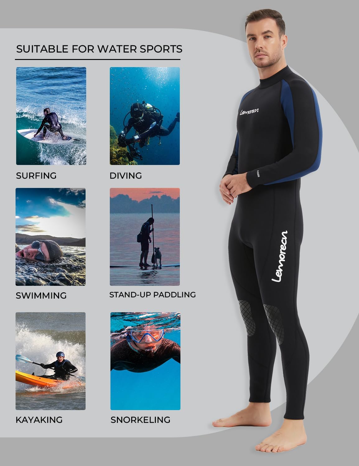 Thumbnail 5 de Lemorecn Men's Wetsuit 3/2mm & 5/4mm Front Zip Full Suit
