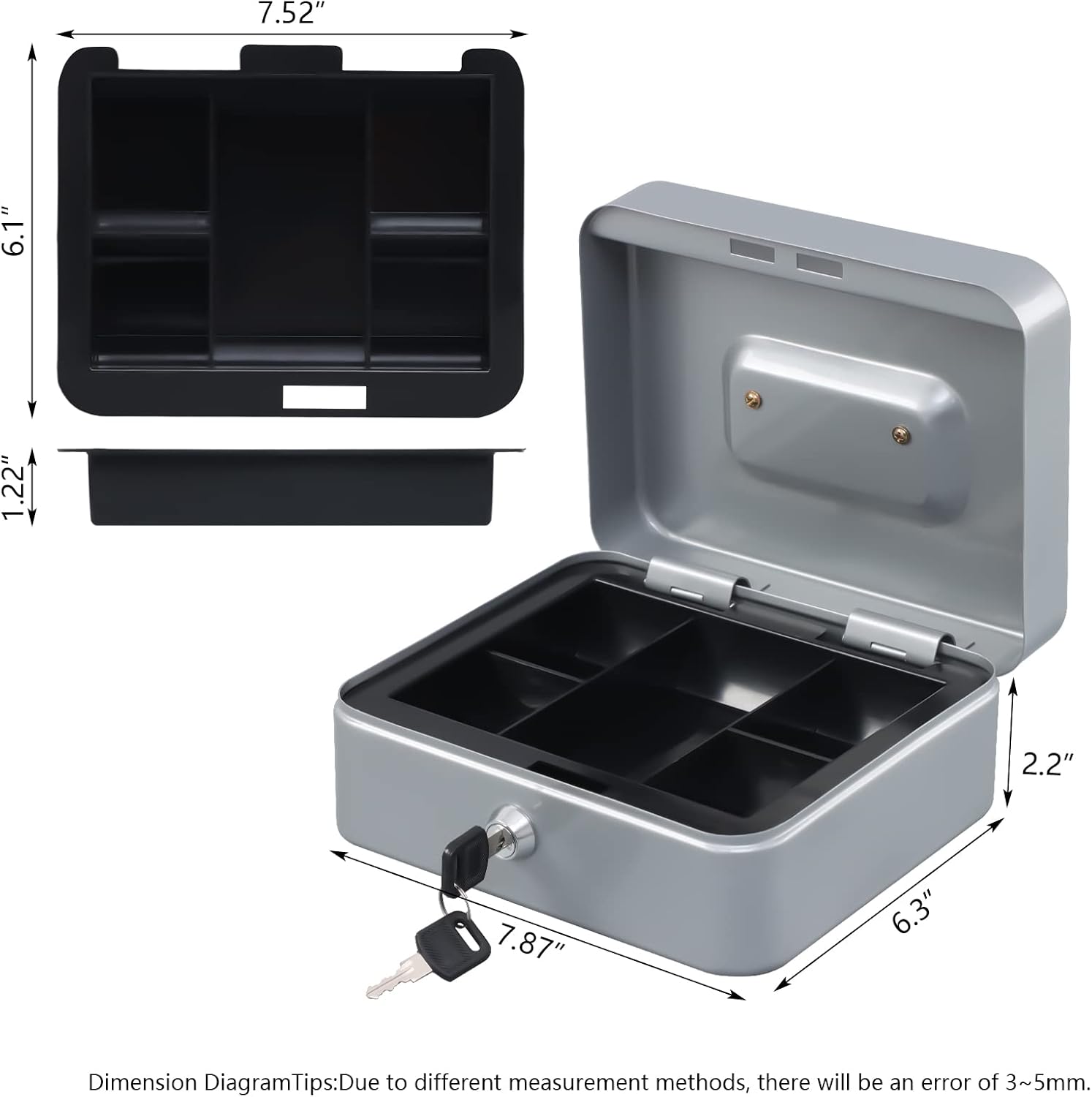 Detalle 1 de KYODOLED cf363c9b-50f8-40e5-9d5f-d933c43349fd Medium Cash Box with Key Lock