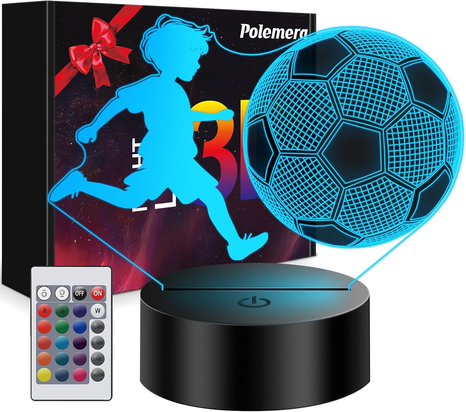 Detalle de Polemera 3D Football Night Light for Boys – Boys' First Football Gift