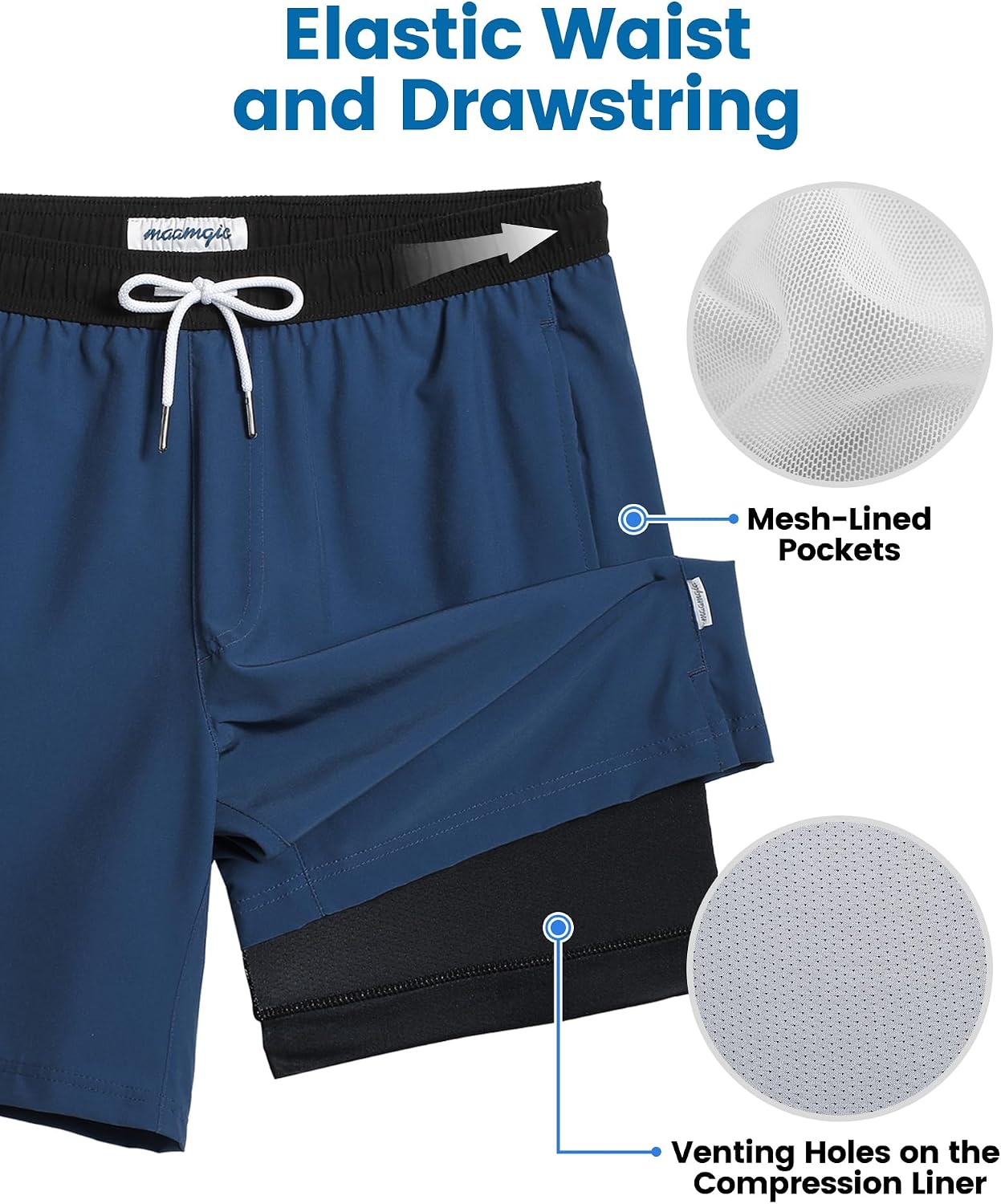 Thumbnail 1 de maamgic Men’s Swim Trunks with Compression Liner, 7-Inch Inseam Quick-Dry Swimsuit