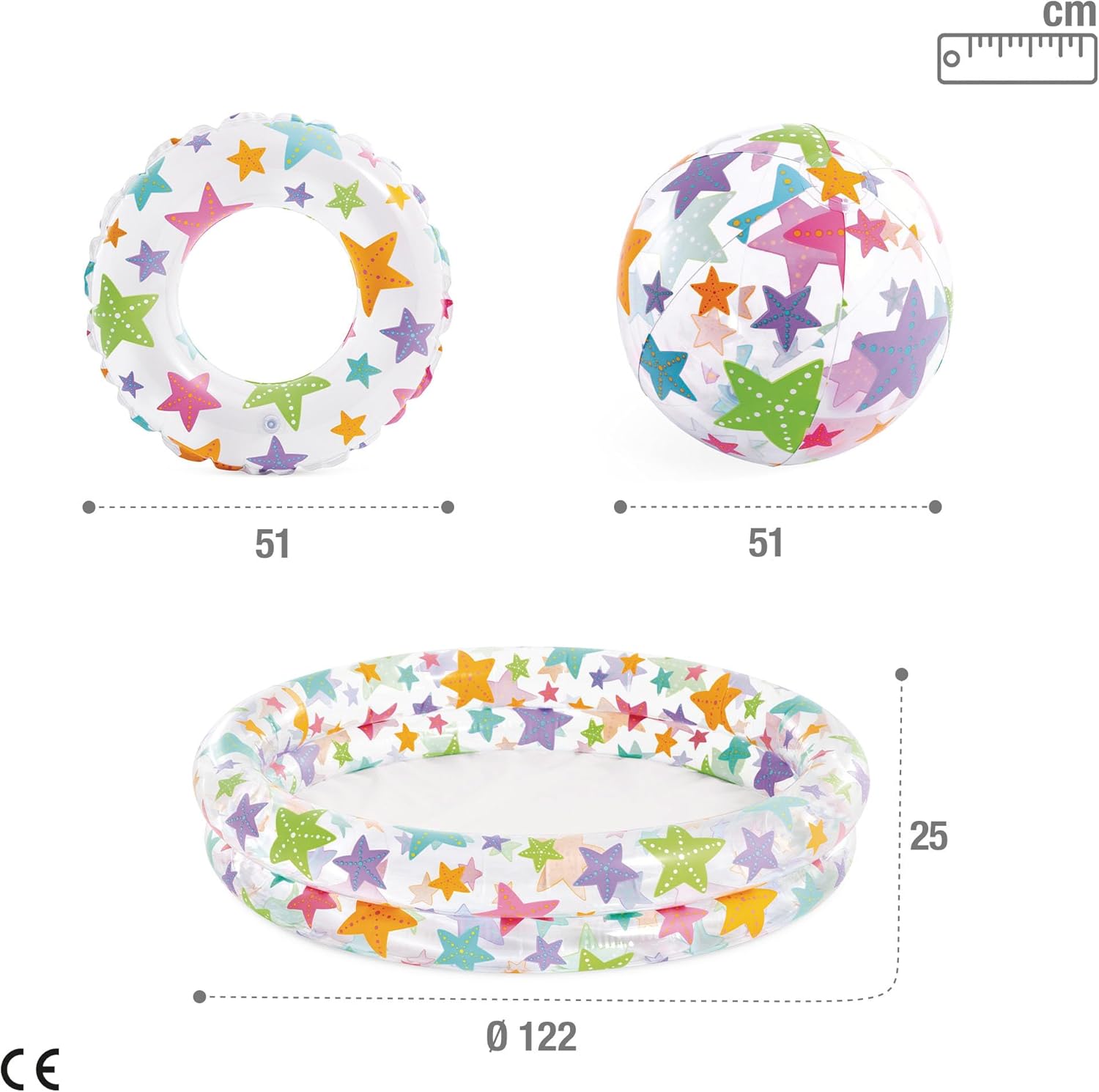 Detalle 2 de Intex 59460NP Aufblasbares Pool-Set mit Schwimmring und Ball – 122 x 25 cm, 150 L, Mehrfarbig