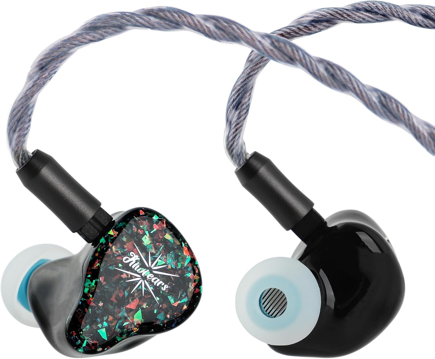 Detalle de Linsoul Kiwi Ears Astral 1DD+6BA IEM ibridi In-Ear cablati (verde) per studio, ascolto HiFi e gaming
