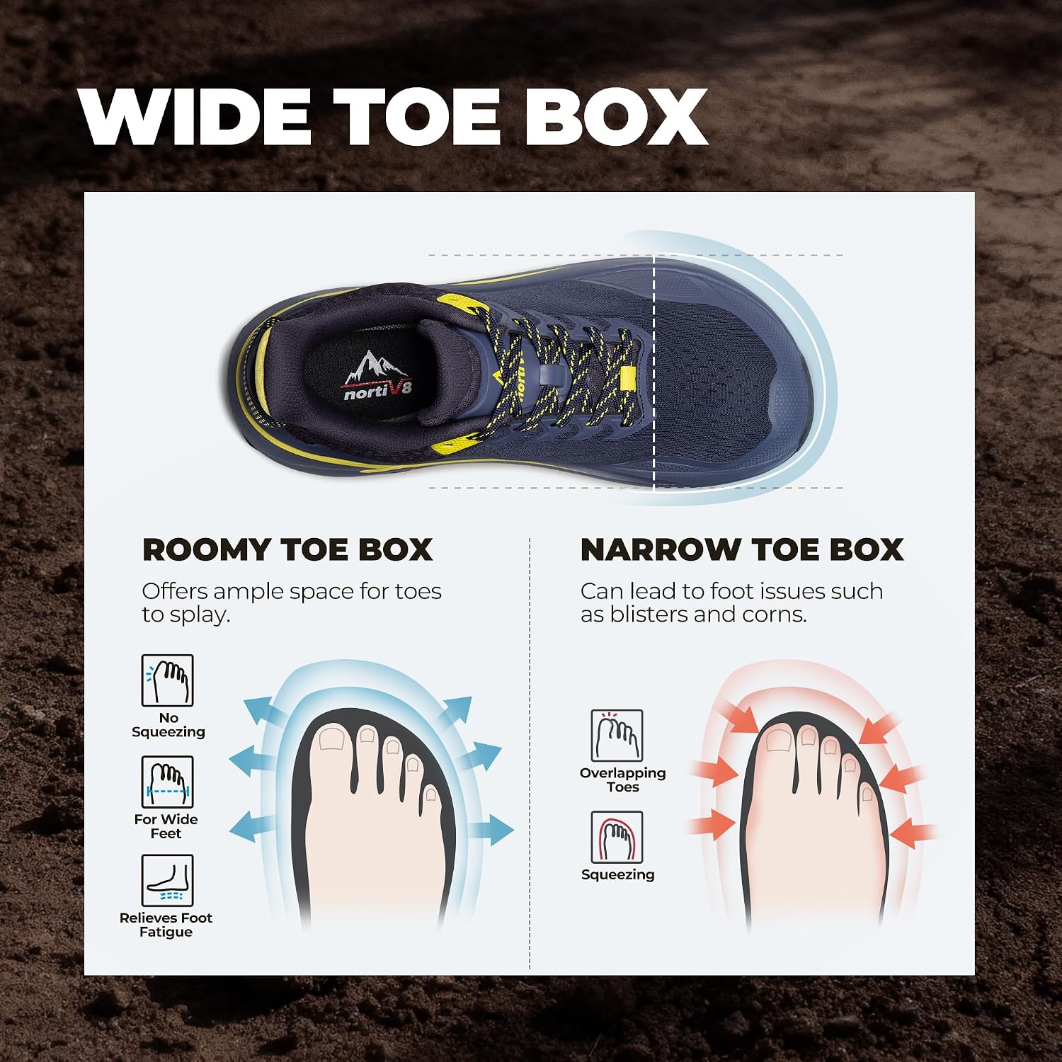 Detalle 2 de NORTIV 8 Men's Wide Toe Box Trail Running Shoes