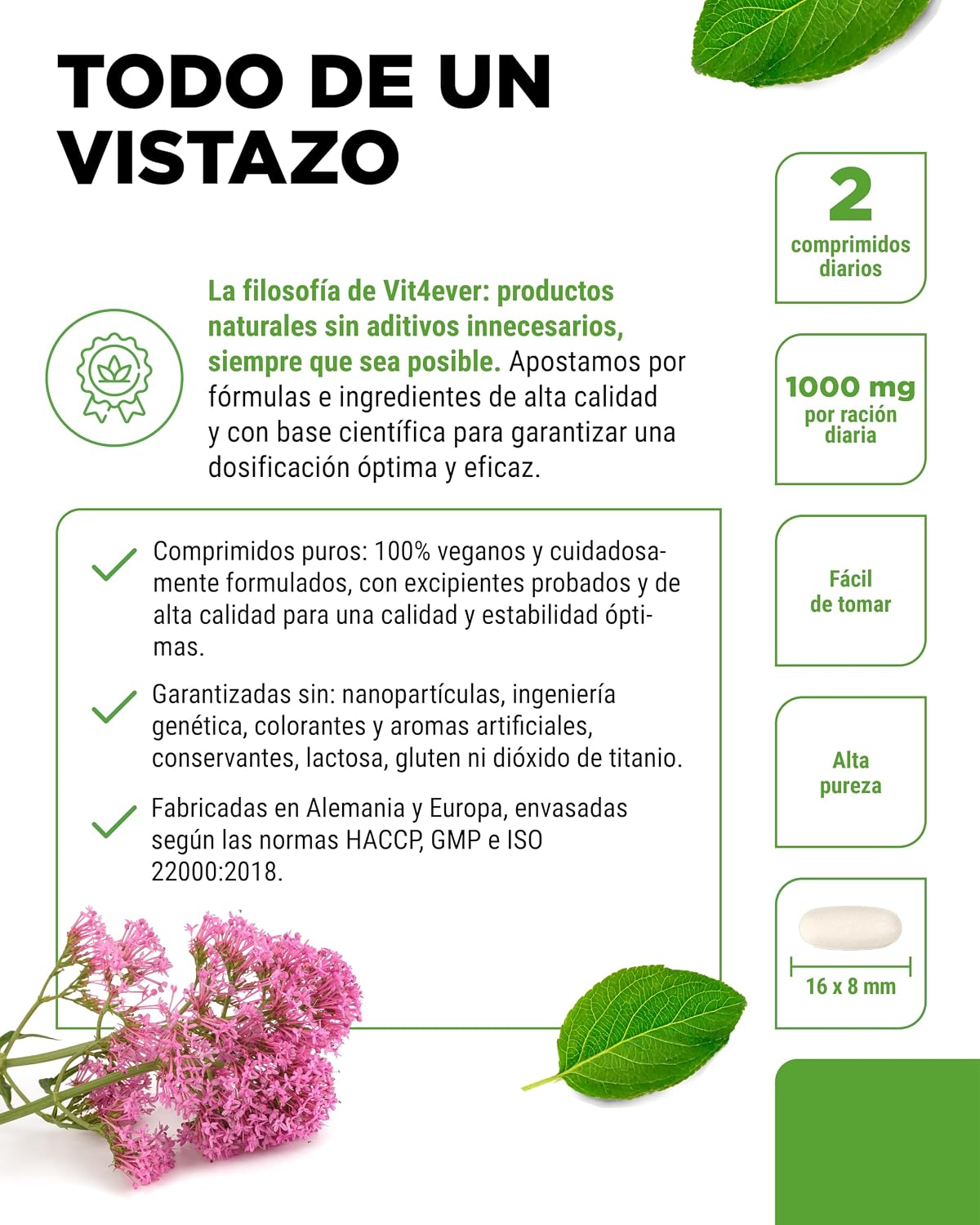 Detalle 2 de Valeriana 500 comprimidos 1000 mg ración