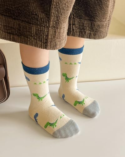 Detalle de Kyopp: 5 pares de calcetines antideslizantes para niños y niñas (6-8 años) con motivos de animales