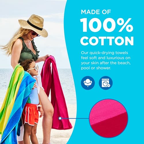 Thumbnail 3 de Kaufman Soft Oversized Beach Towels (4 Pack) – 29" x 58" Velour Striped Cotton Towels