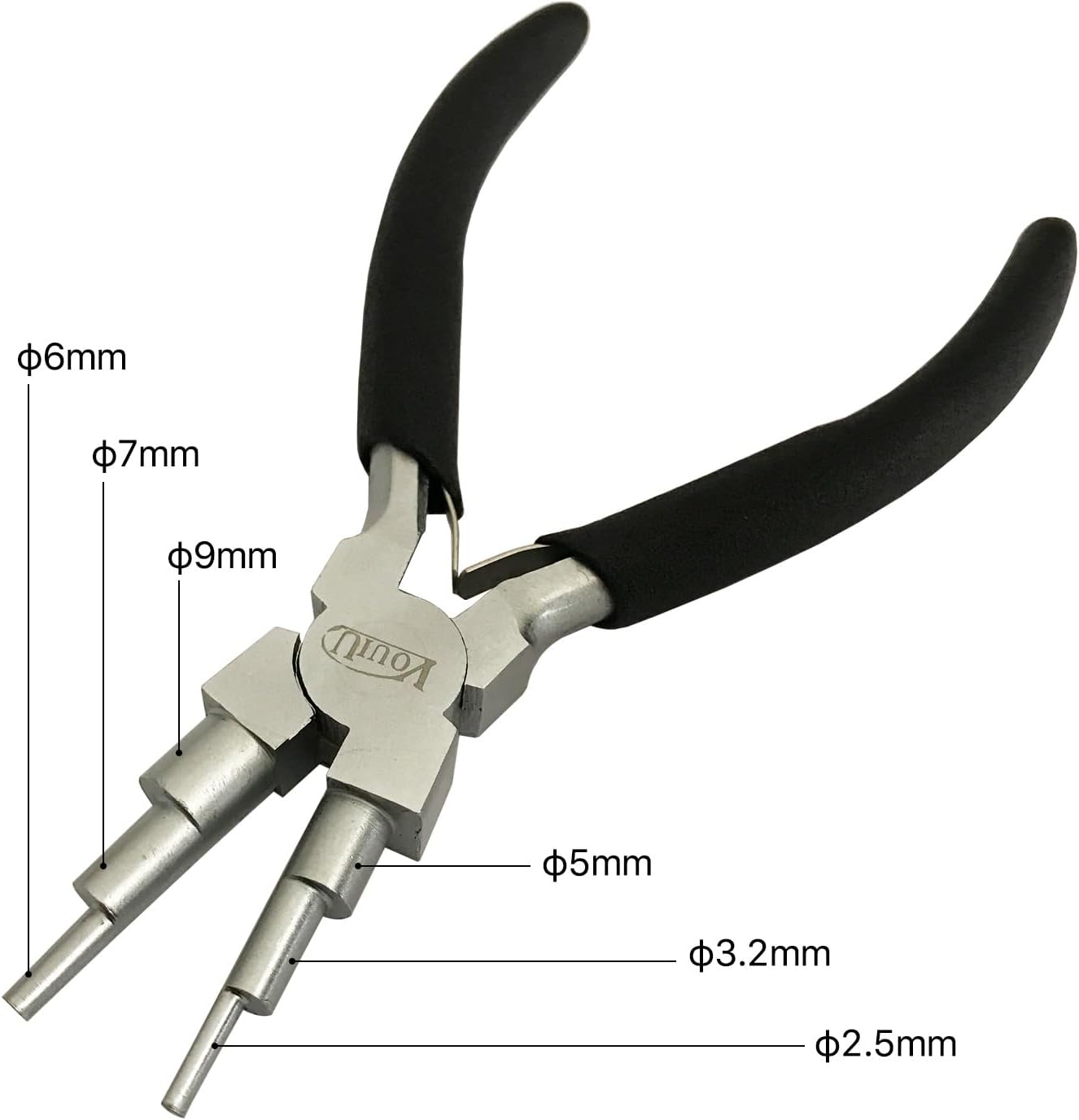 Detalle 1 de VOUIU 5.8インチ ベイルメイキングプライヤー 6ステップ、先端径2.0〜9.0mm