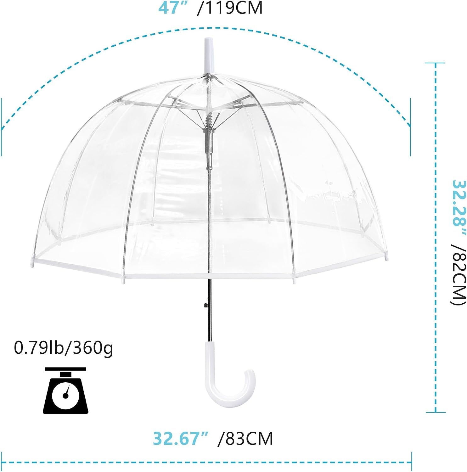 Thumbnail 2 de Clear Bubble Umbrella with Automatic Open – Large Transparent Canopy for Weddings and Outdoor Events