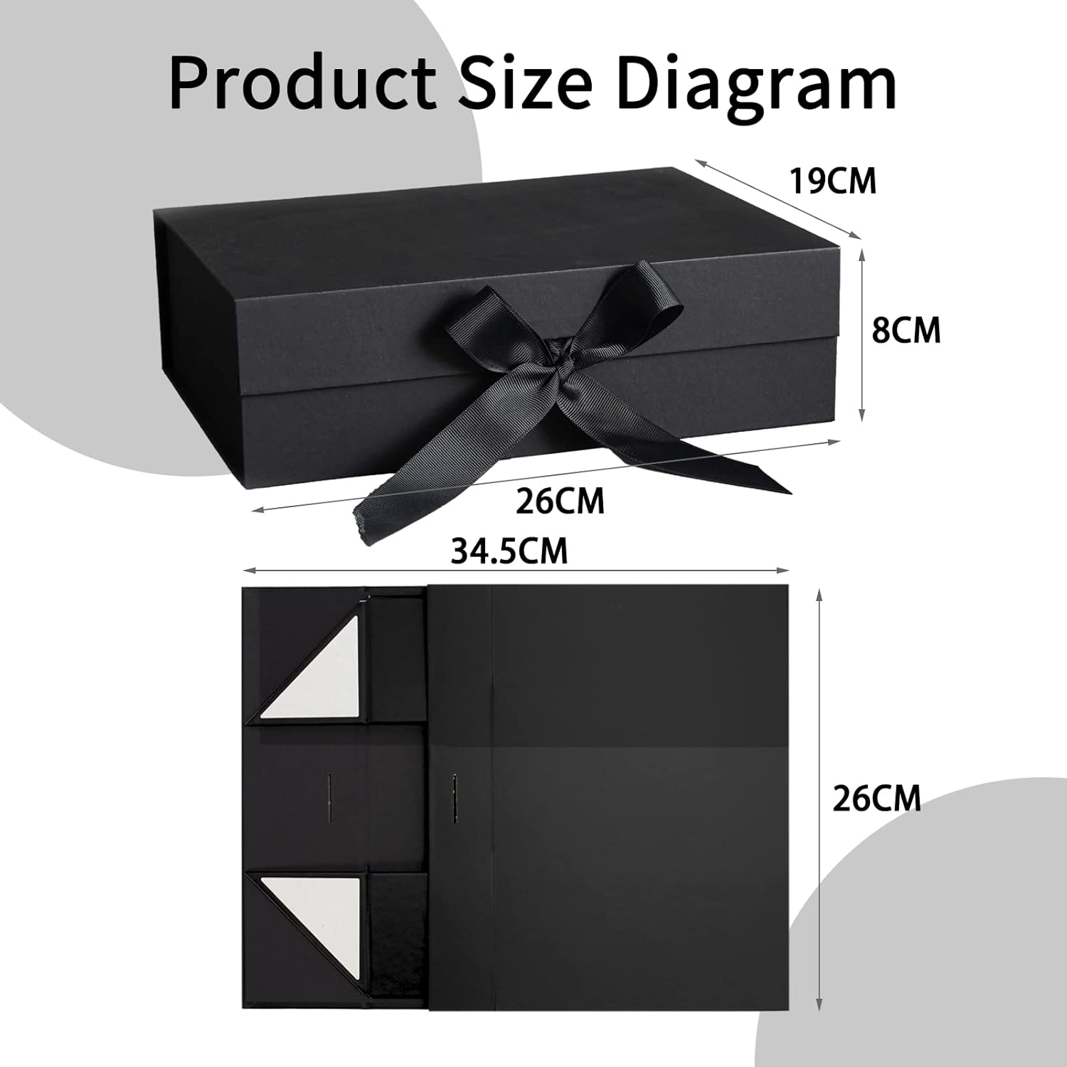 Thumbnail 1 de DAWNTREES Gift Box with Lid (26x19x8 cm) – Reusable, Magnetic Closure, Ribbon