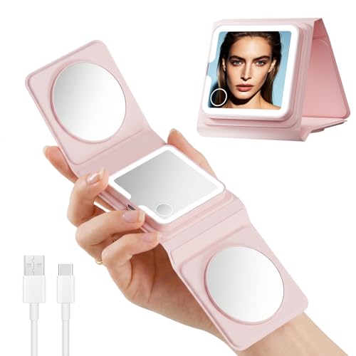 Detalle de belleskin Premium LED Compact Mirror: 1X/5X/10X Travel Edition