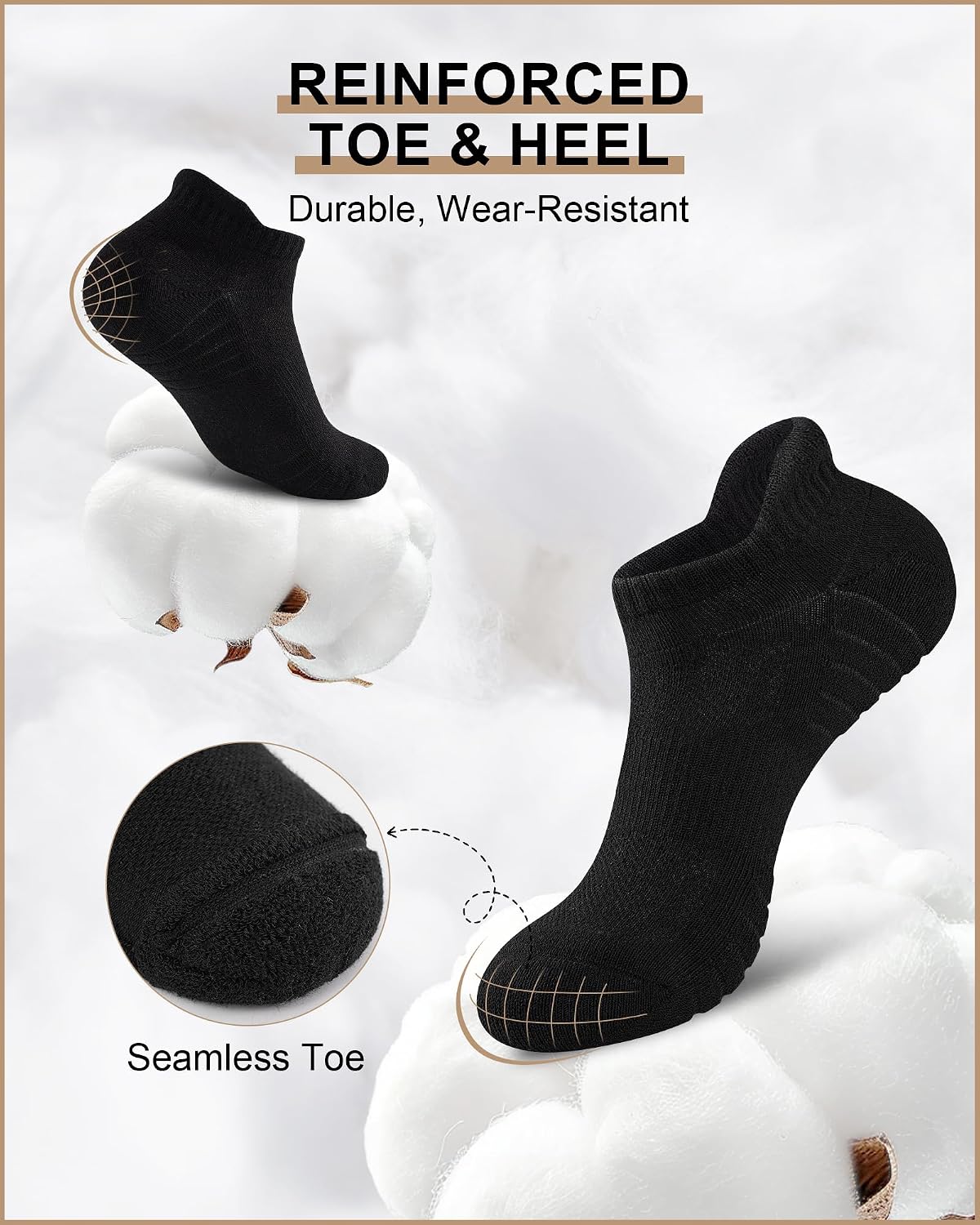 Detalle 2 de Niorasen Cushioned Ankle Running Socks – 6 Pairs for Men & Women