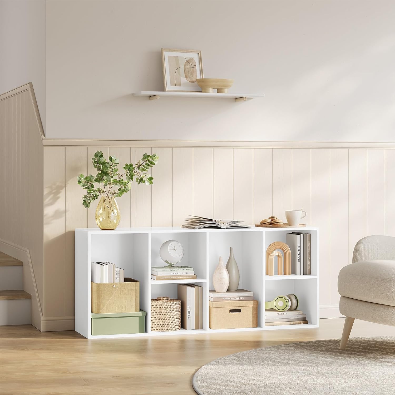 Thumbnail 3 de WOLTU Bücherregal mit 6 Fächern, weißes Standregal – flexibles & sicheres Regal für Büro & Wohnung