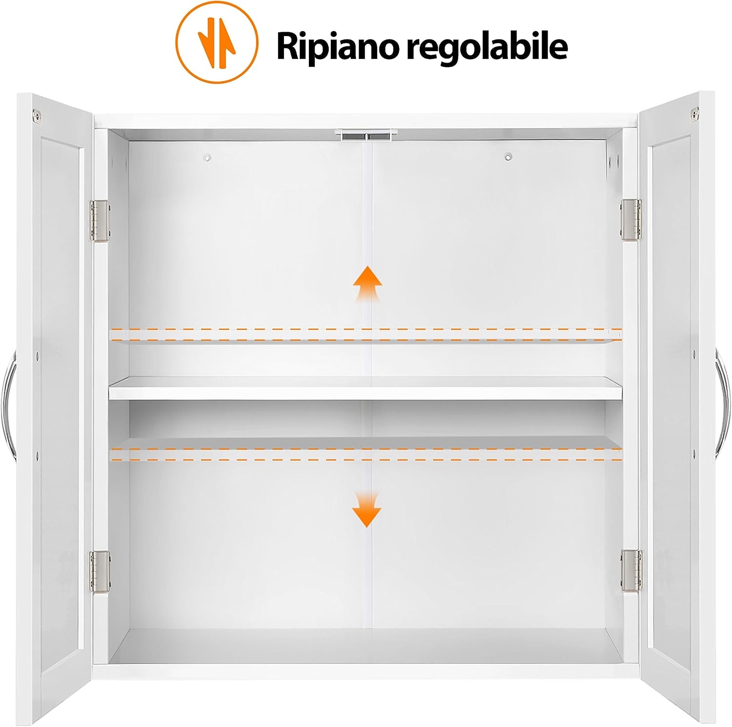 Detalle de Yaheetech Armadietto Bagno Sospeso da Parete 60x30x60 cm – Bianco, con 2 Ante e Ripiano Regolabile