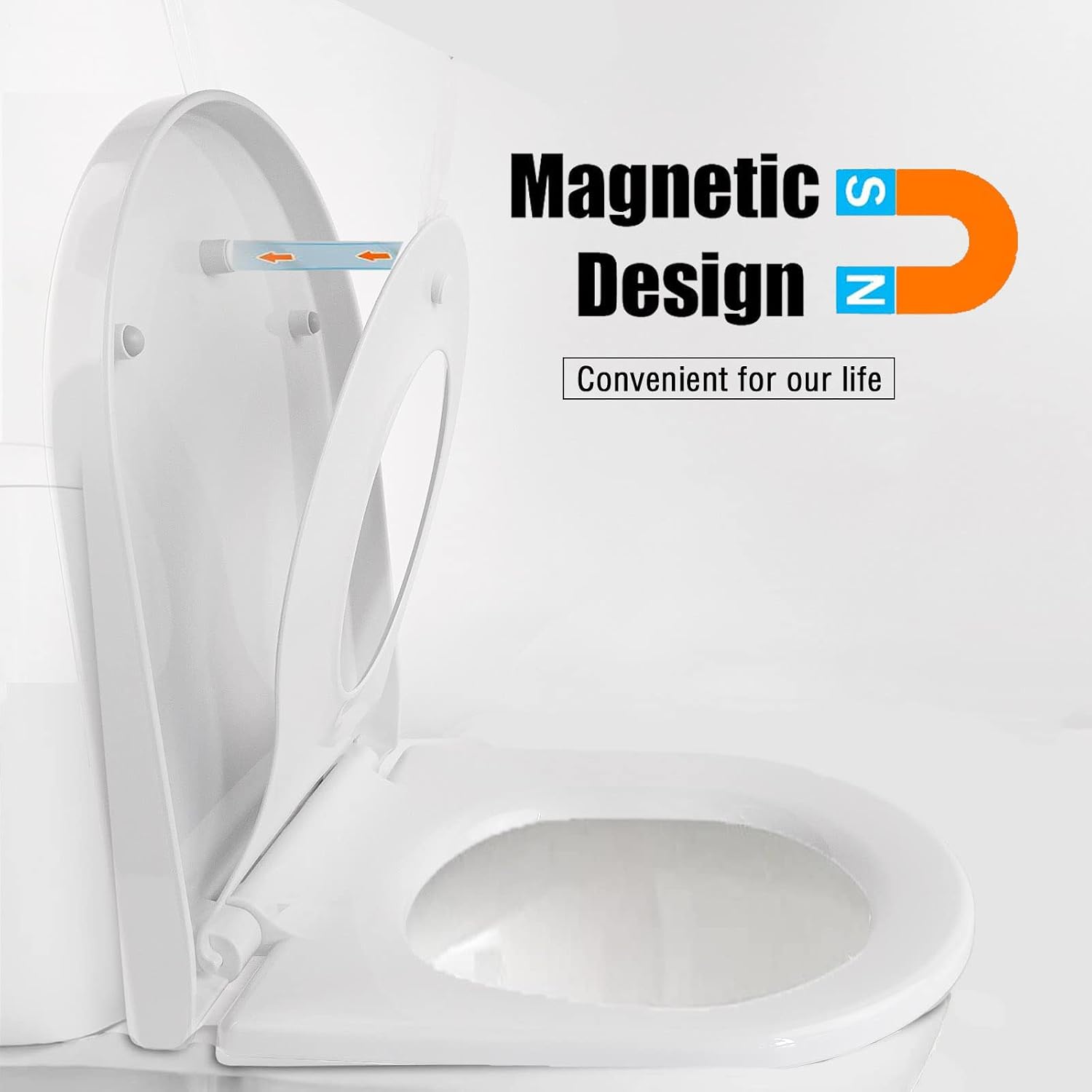 Detalle de D Shape Family Toilet Seat with Built‑In Child Seat – Soft Close, Quick Release, Adjustable Hinges (UK Compatible)
