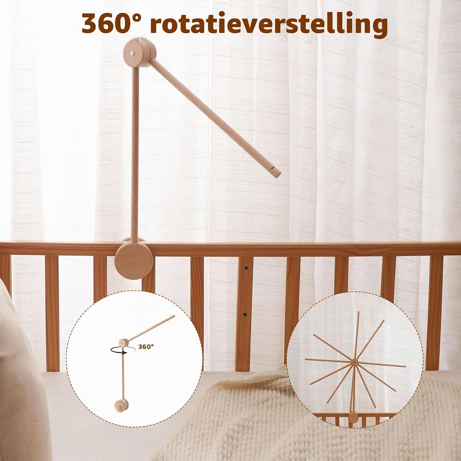 Thumbnail 6 de Freyeeti houten mobielhouder, in hoogte verstelbaar en 360° draaibaar
