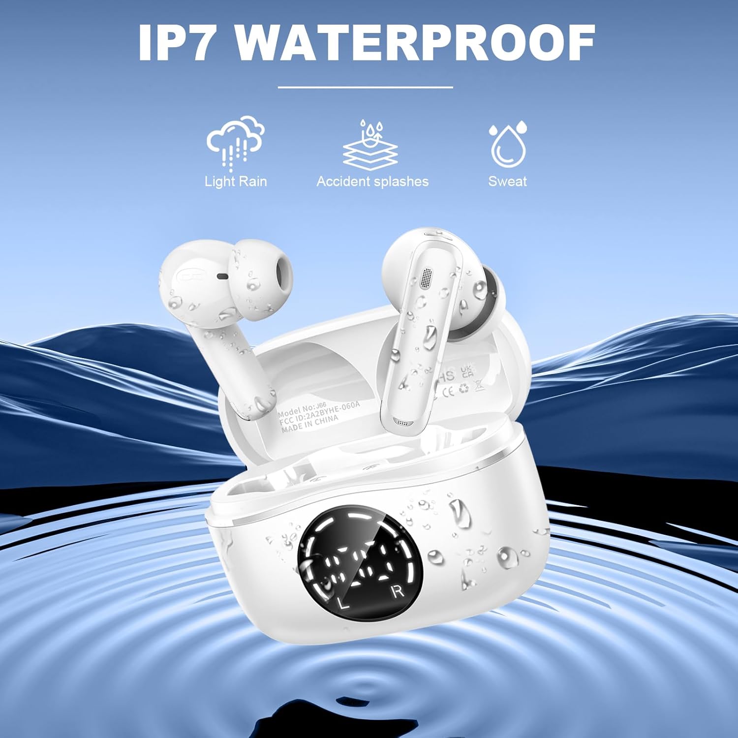 Detalle 2 de chalvh Bluetooth 5.4 Wireless Earbuds with ENC, 48H Playtime, USB-C Fast Charge & IP7