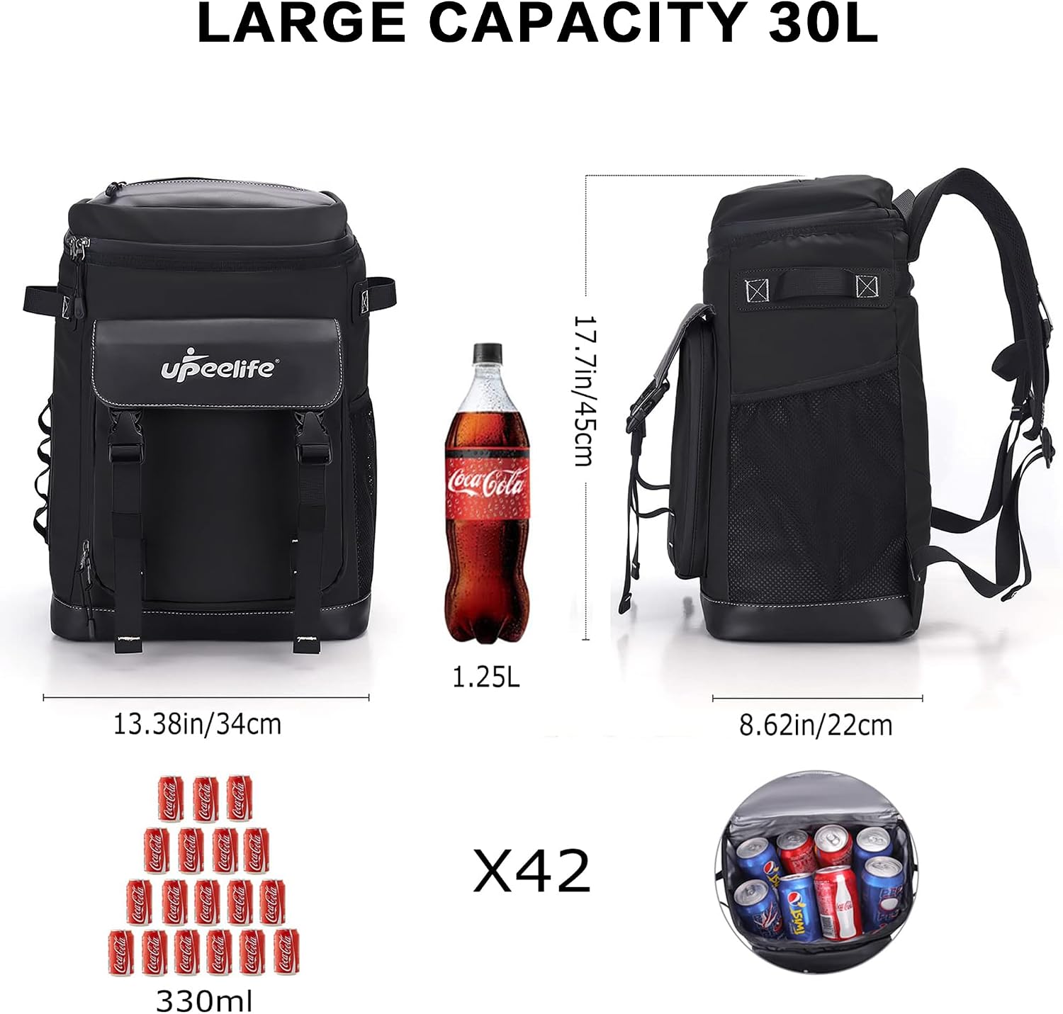 Thumbnail 1 de Upeelife Sac à Dos Isotherme 30L Grand Sac Glacière Étanche – Pique-nique et Outdoor