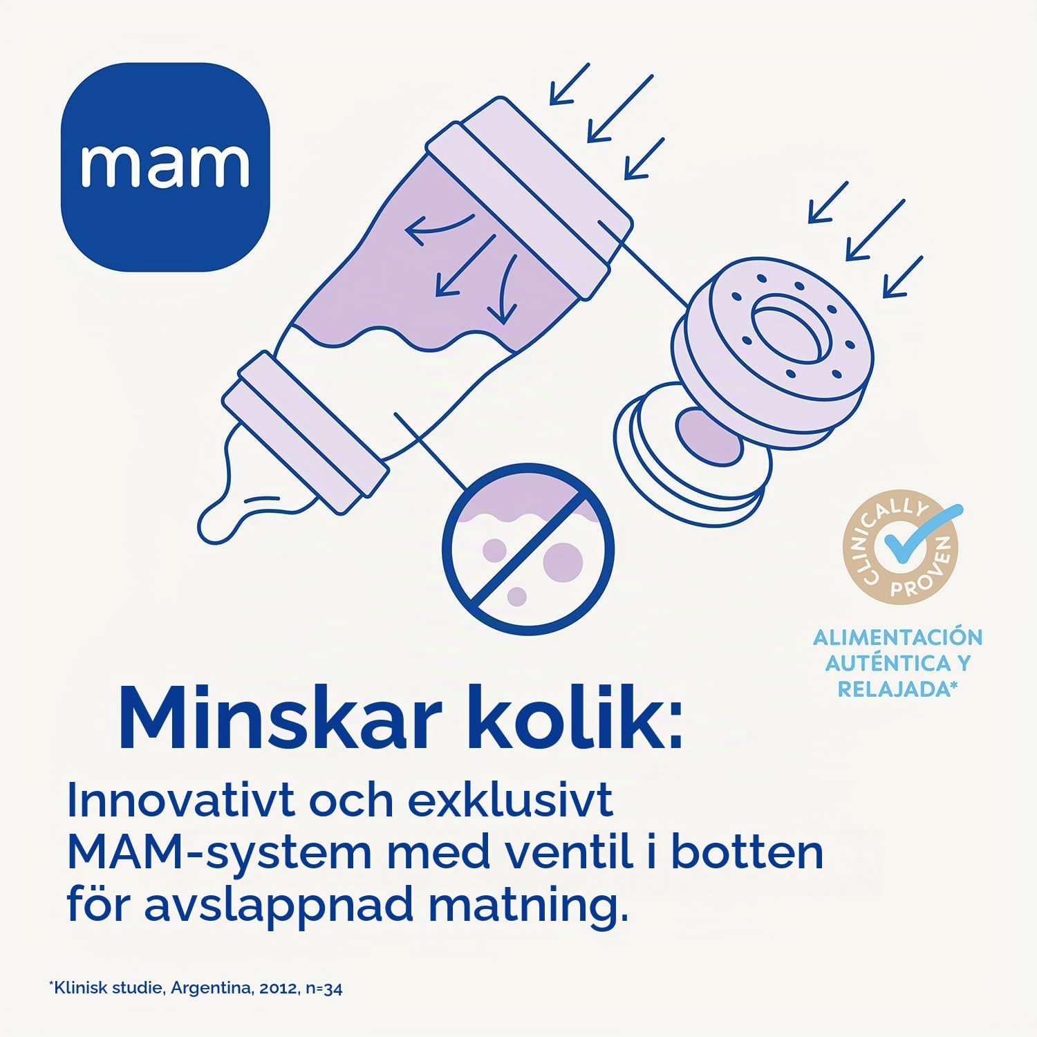 Detalle 2 de MAM Easy Start Anti-Colic A122 nappflaska, 260 ml, självsteriliserande med SkinSoft-napp