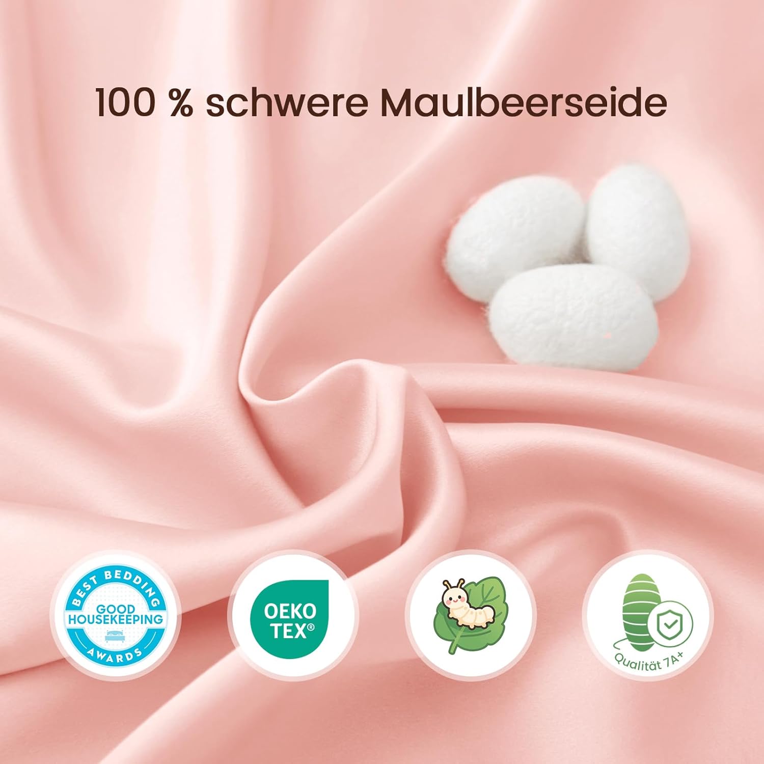 Thumbnail 1 de THXSILK Spannbettlaken für Baby – 100% Maulbeerseide, elastischer Klettverschluss, Rosa 52x105 cm