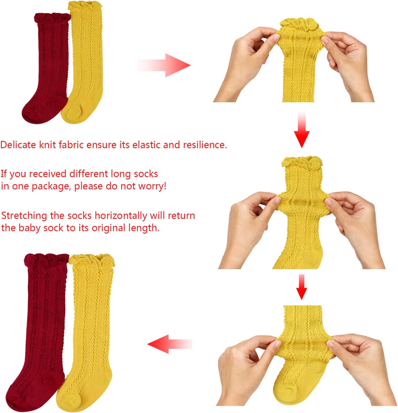 Thumbnail 6 de DRESHOW Baby Girl Knee High Socks – 5-Pack Cotton Toddler Dress Socks