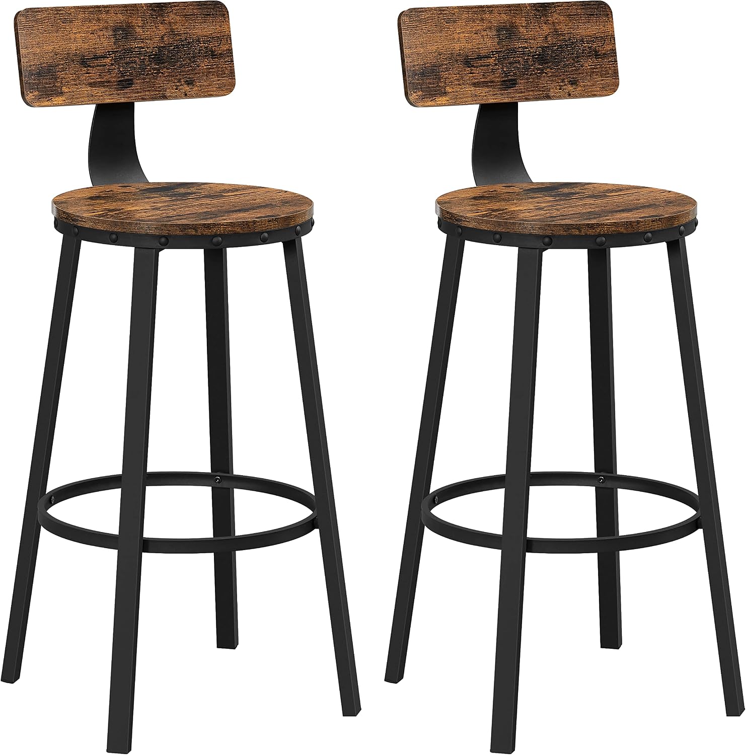 Detalle de VASAGLE BARNET LBC026B01V1 barkrukken set van 2, rugleuning en stalen frame
