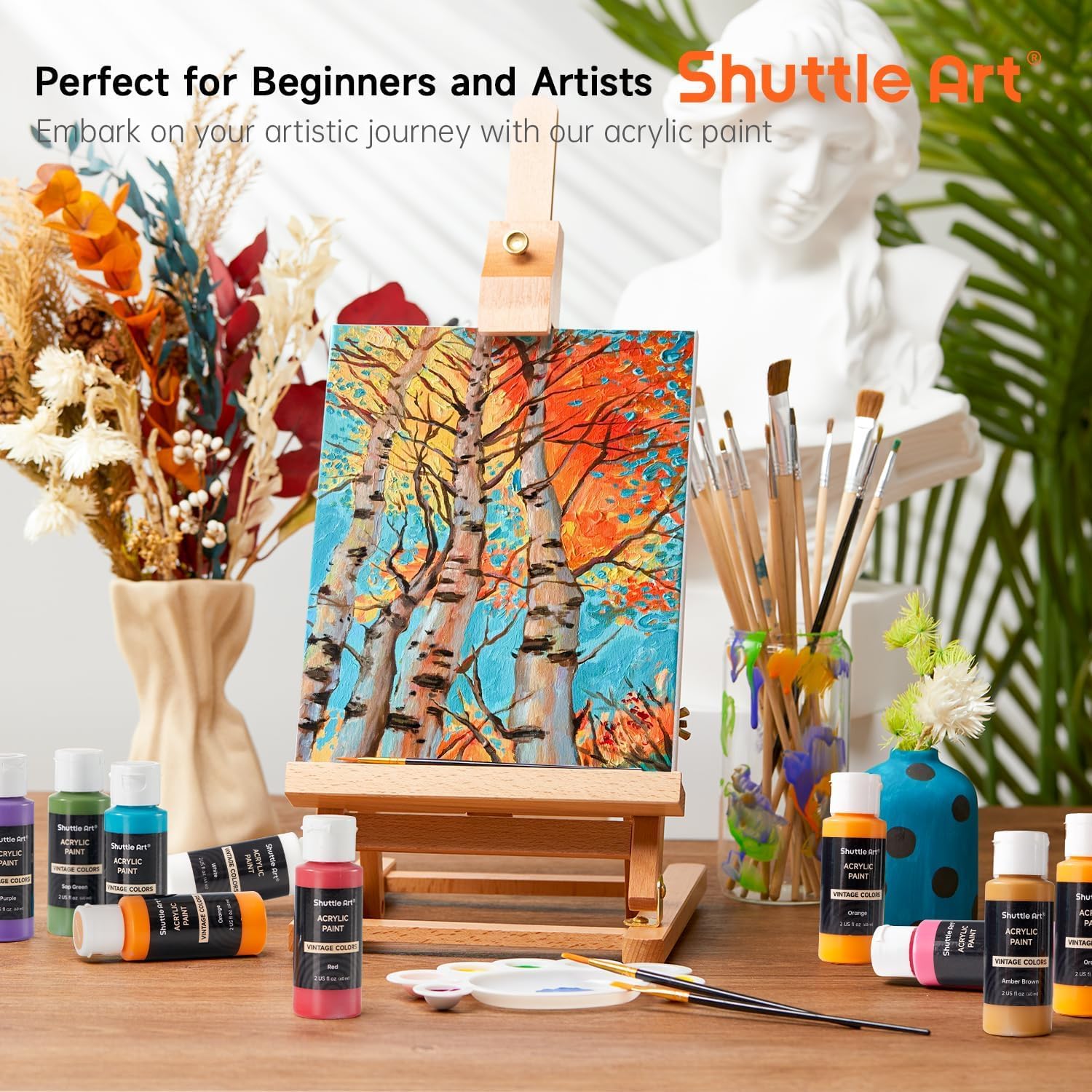 Thumbnail 1 de Shuttle Art Acrylfarben-Set mit 25 Vintage-Farben (60 ml) – wasserbasiert für Malen & Basteln