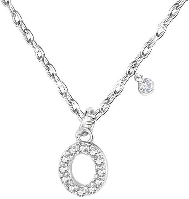 Detalle de GUOYU 26 Collana Iniziale Lettera di Compleanno: Ciondolo in Zirconi d'Argento, Acciaio Inossidabile, Regalo Personalizzato