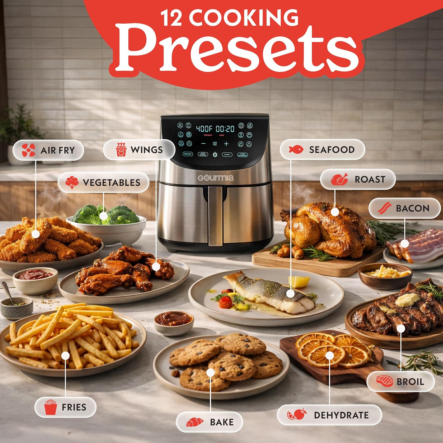 Detalle 2 de Gourmia Air Fryer 8 Qt