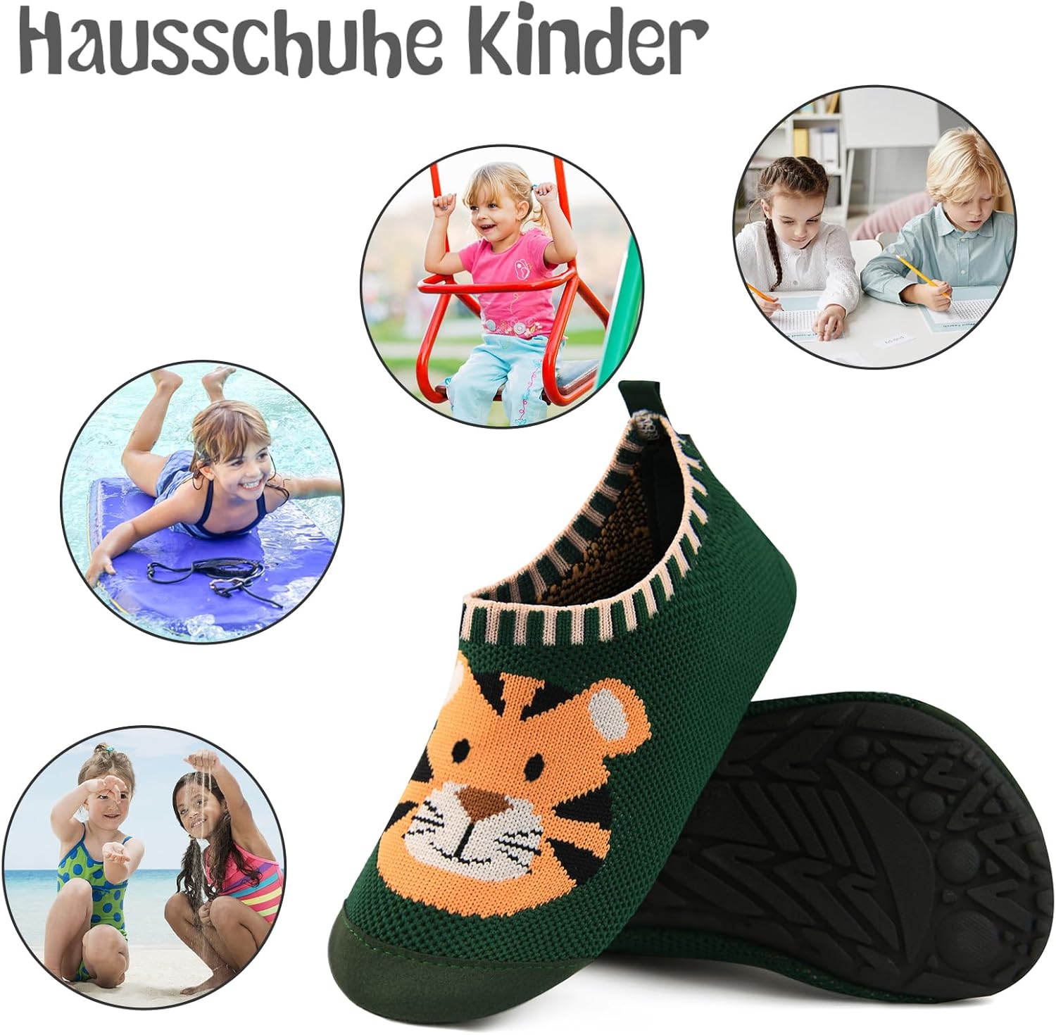 Thumbnail 6 de Kyopp Hausschuhe Kinder – Barfuß‑Sockenhausschuhe für Mädchen und Jungen, rutschfeste Ledersohle, atmungsaktives Strickmaterial