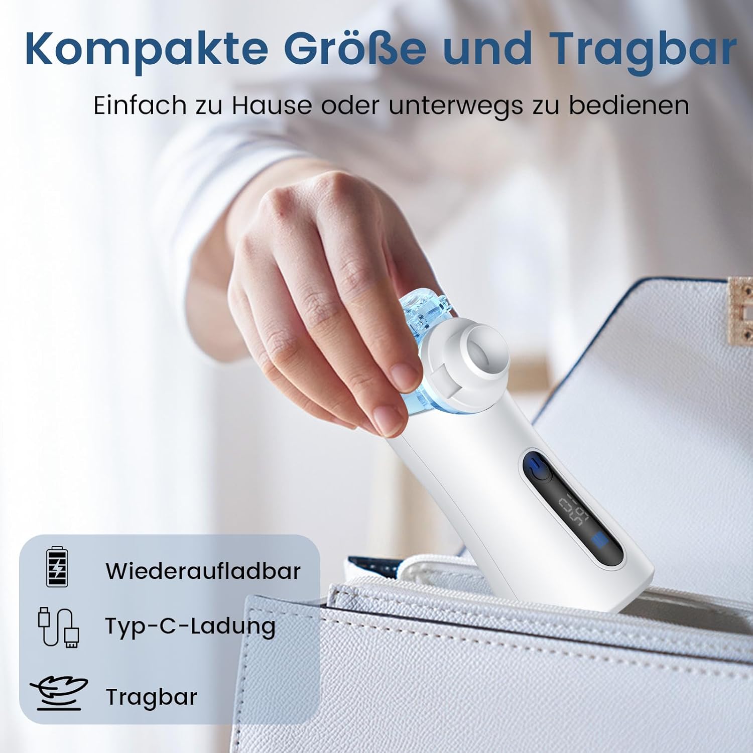 Thumbnail 4 de Tragbares Ultraschall-Inhaliergerät für Kinder & Erwachsene (85 g) – 2 Zerstäubungsstufen, leise, mit Reinigungsmodus