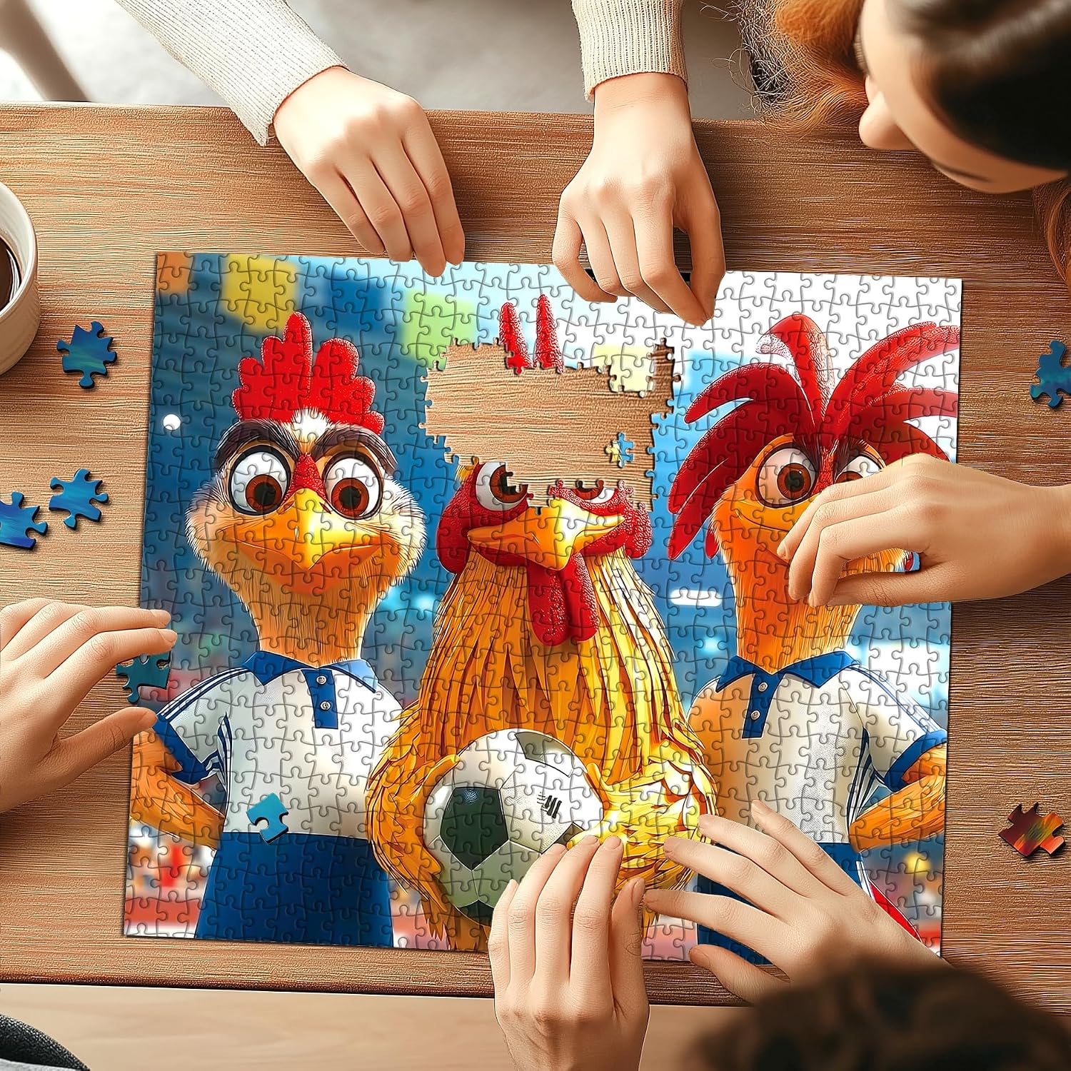 Detalle 1 de Blueforest BFJIUJIU-00788 500-Piece Soccer Rooster Puzzle with Matte Finish