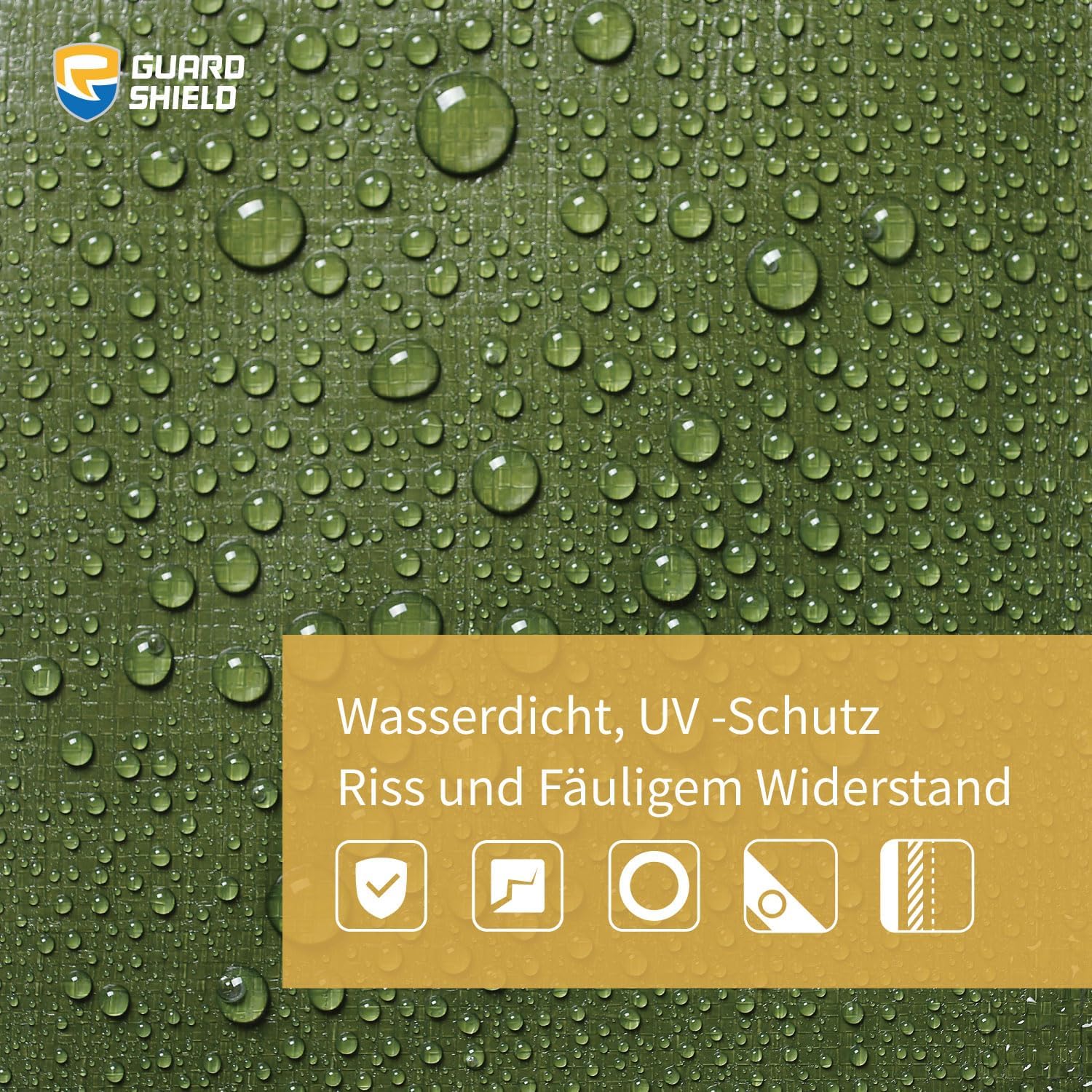 Detalle de GUARD SHIELD Abdeckplane 4 m x 6 m Grün – wasserdicht, reißfest und wiederverwendbar