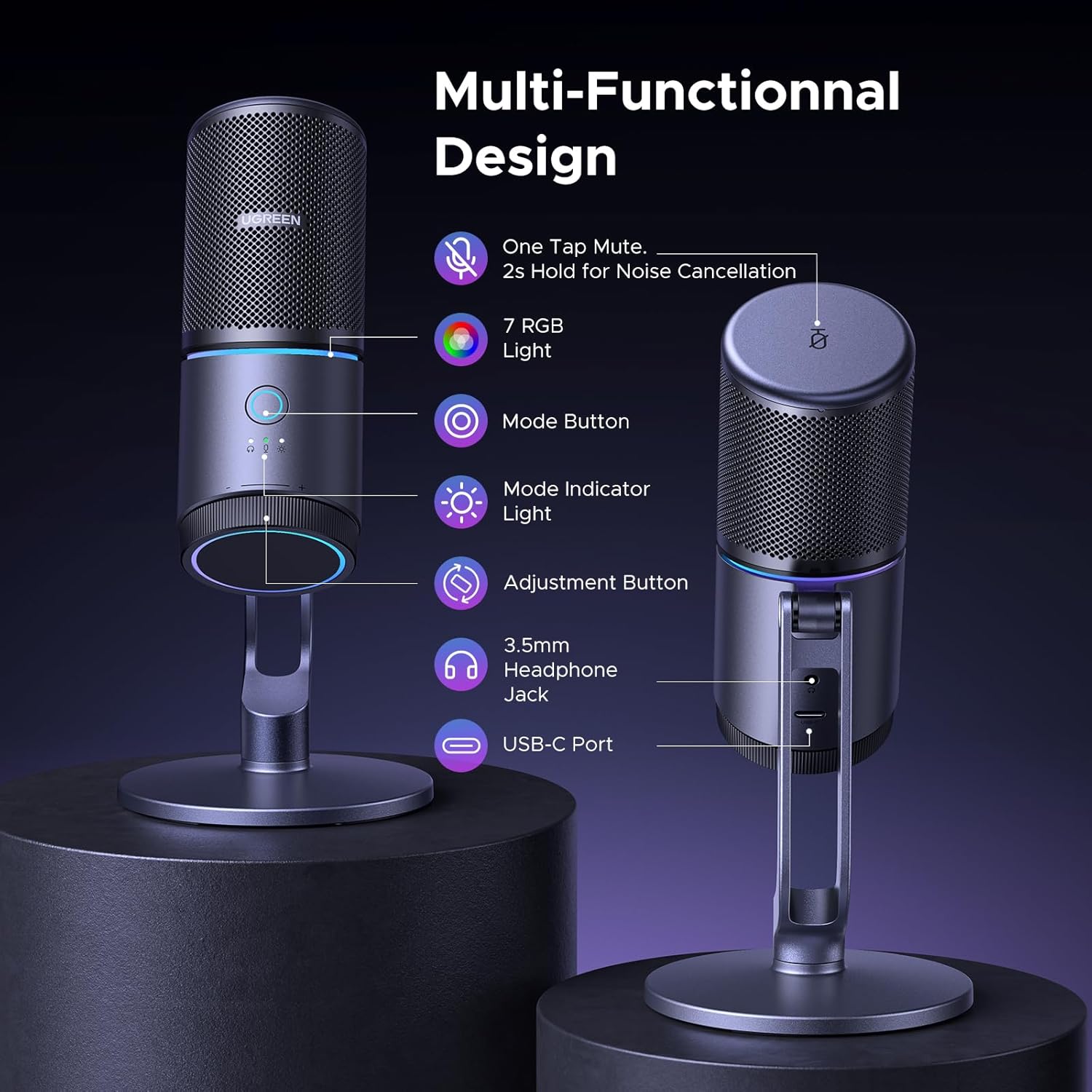 Thumbnail 6 de UGREEN USB Microphone 24bit/96kHz Gaming condenser mic