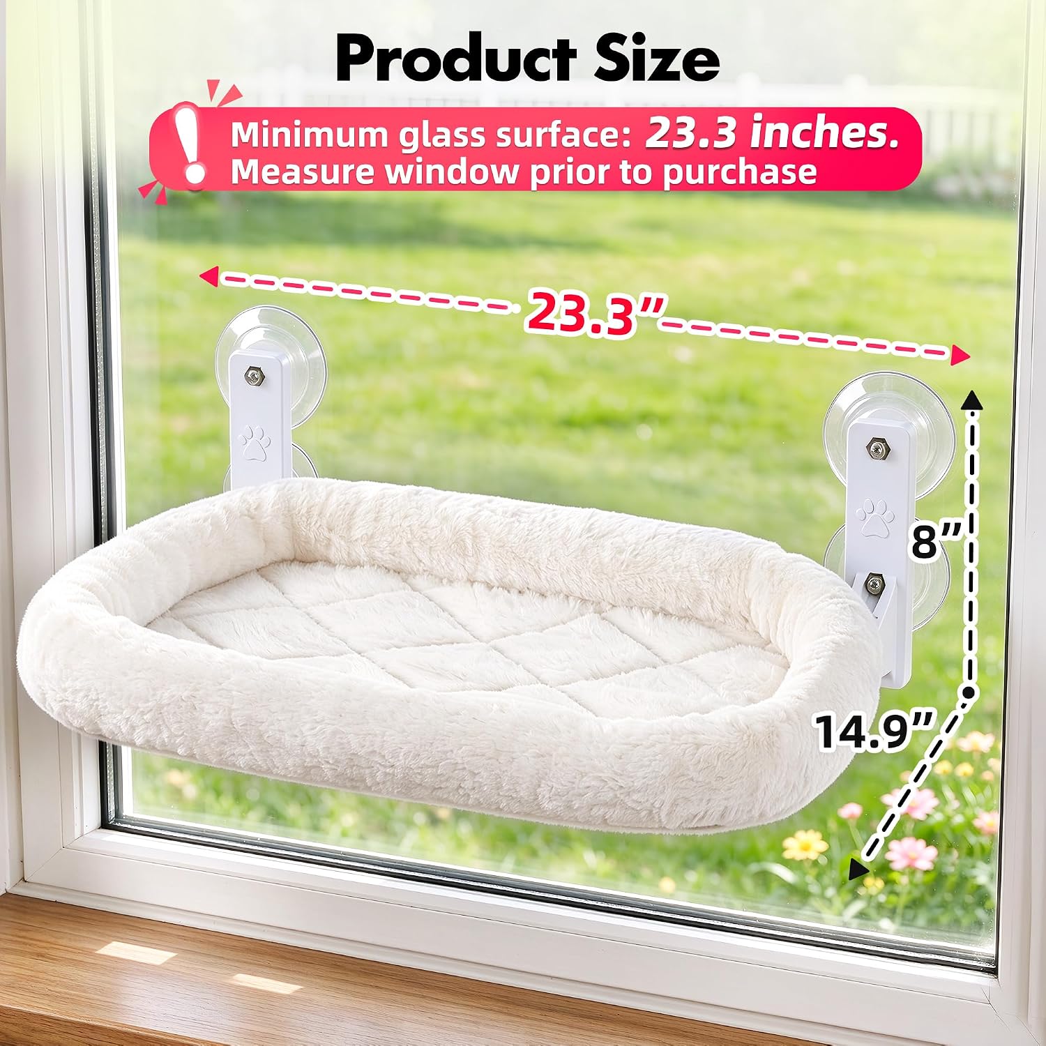 Thumbnail 3 de AMOSIJOY Cordless Cat Window Perch: 360° Window Hammock with Stainless Steel Frame